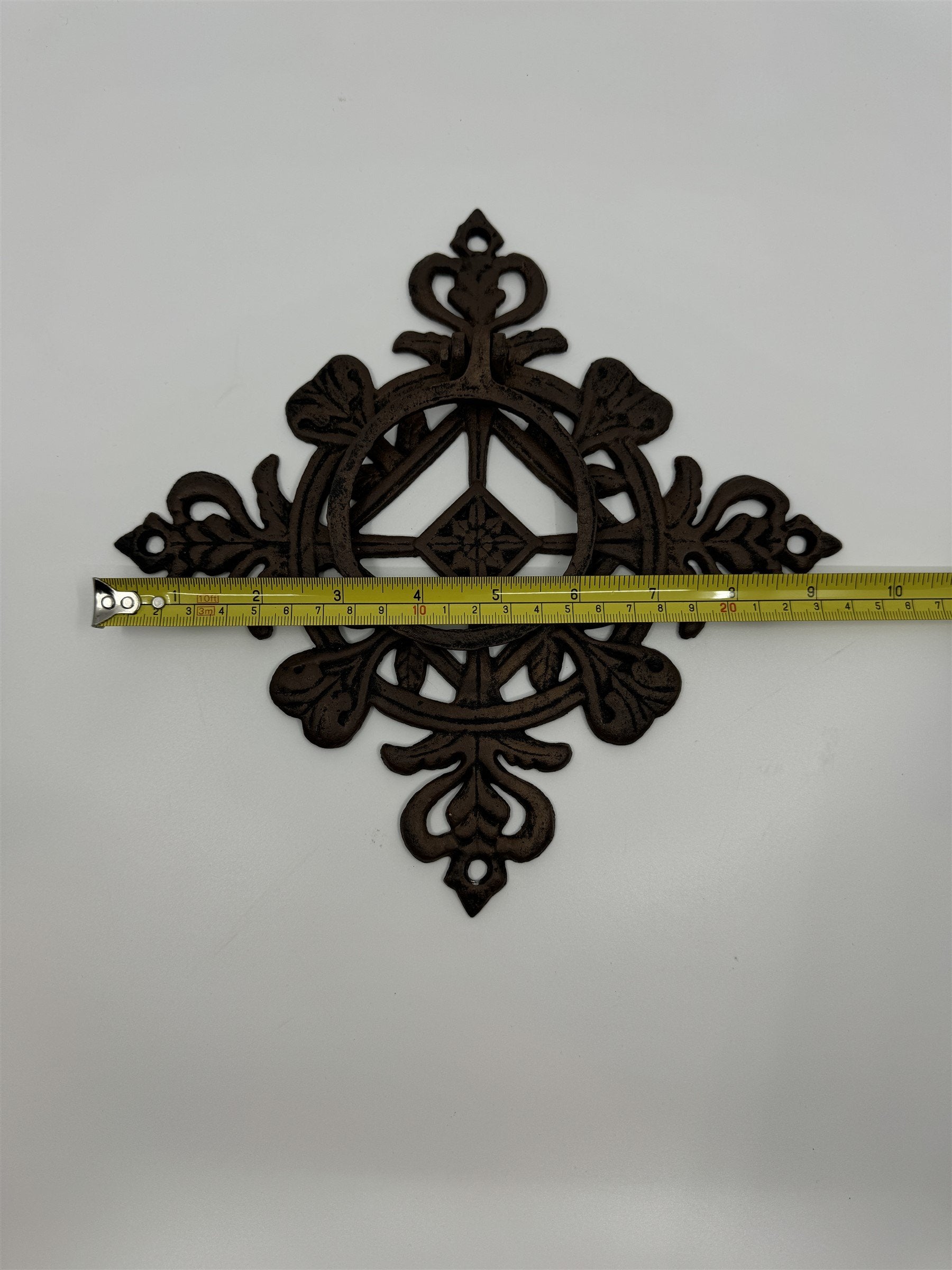 Antique Cast Iron Door Knocker 9.5" WIDE Vintage Metal Ring Architectural