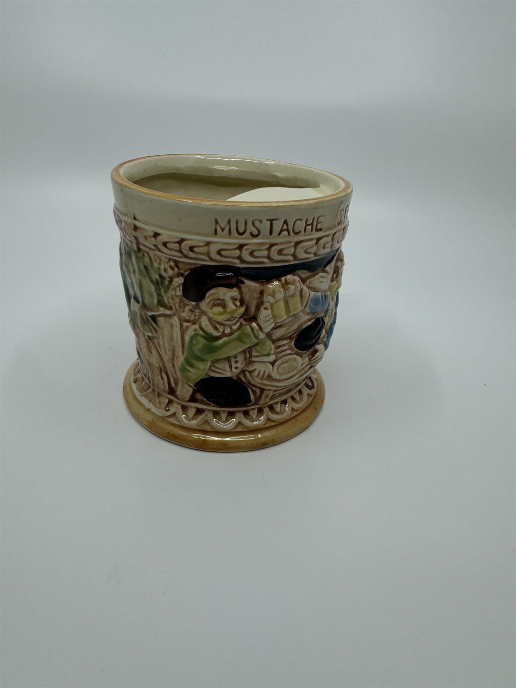 Vintage Tavern Style Mustache Stein Glazed Ceramic Made In Japan