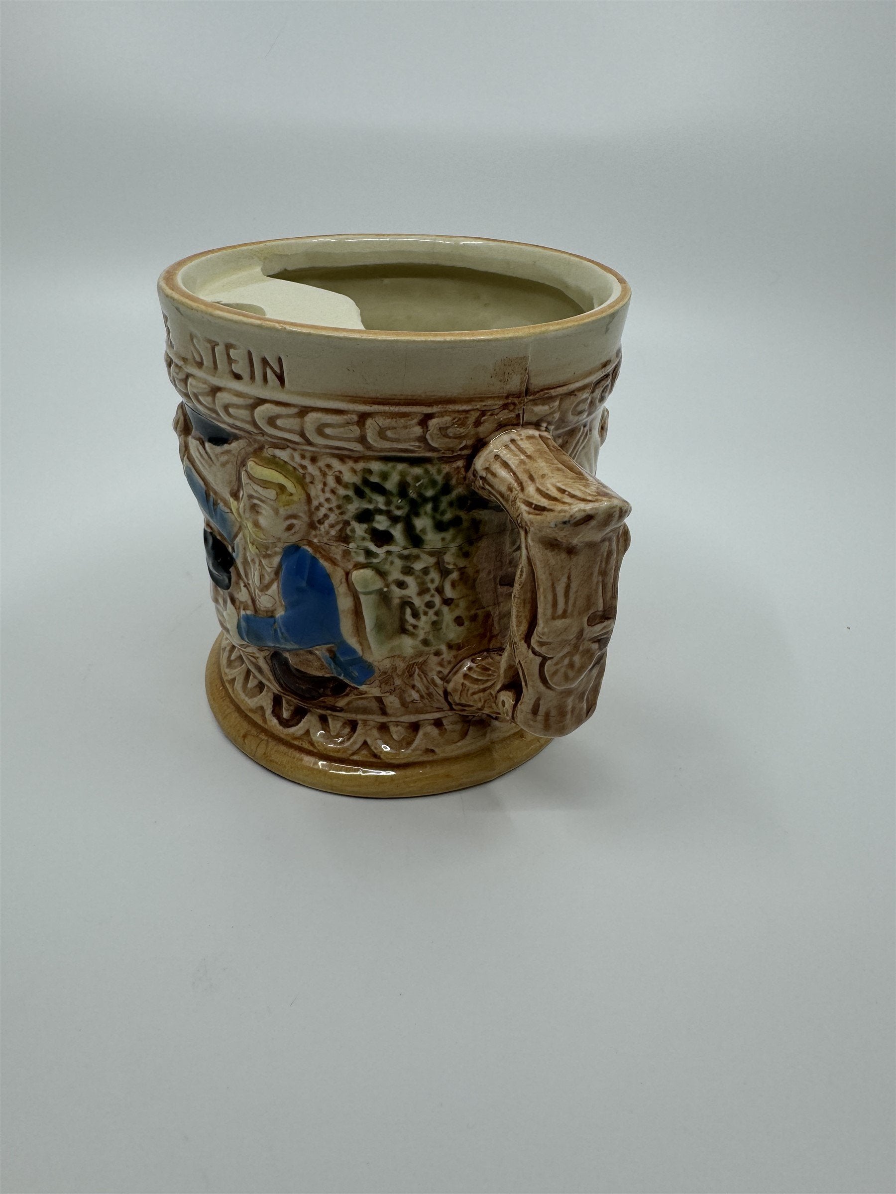 Vintage Tavern Style Mustache Stein Glazed Ceramic Made In Japan