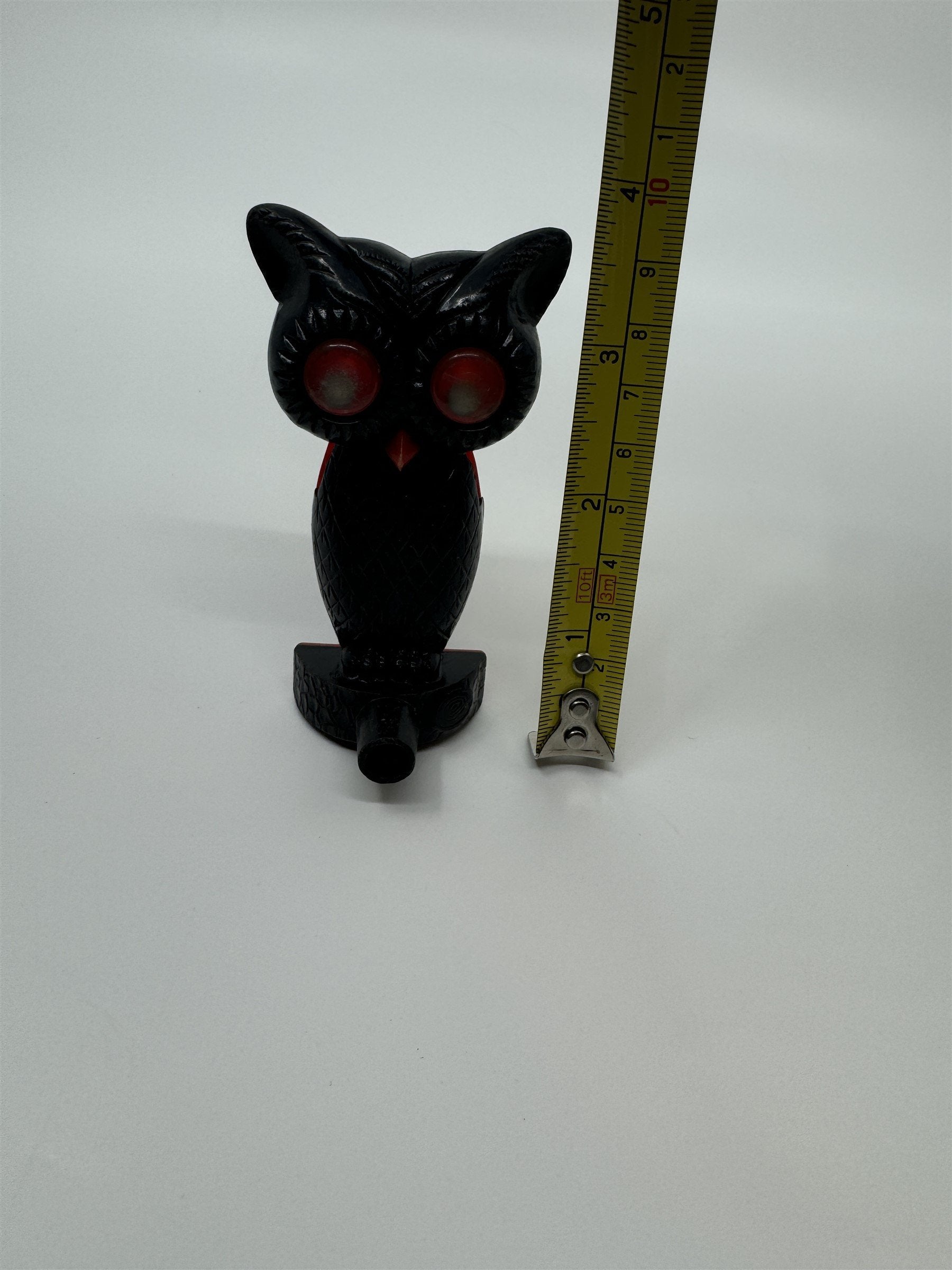 Vintage Owl Call Whistle Toy Plastic Resin Black Whistle