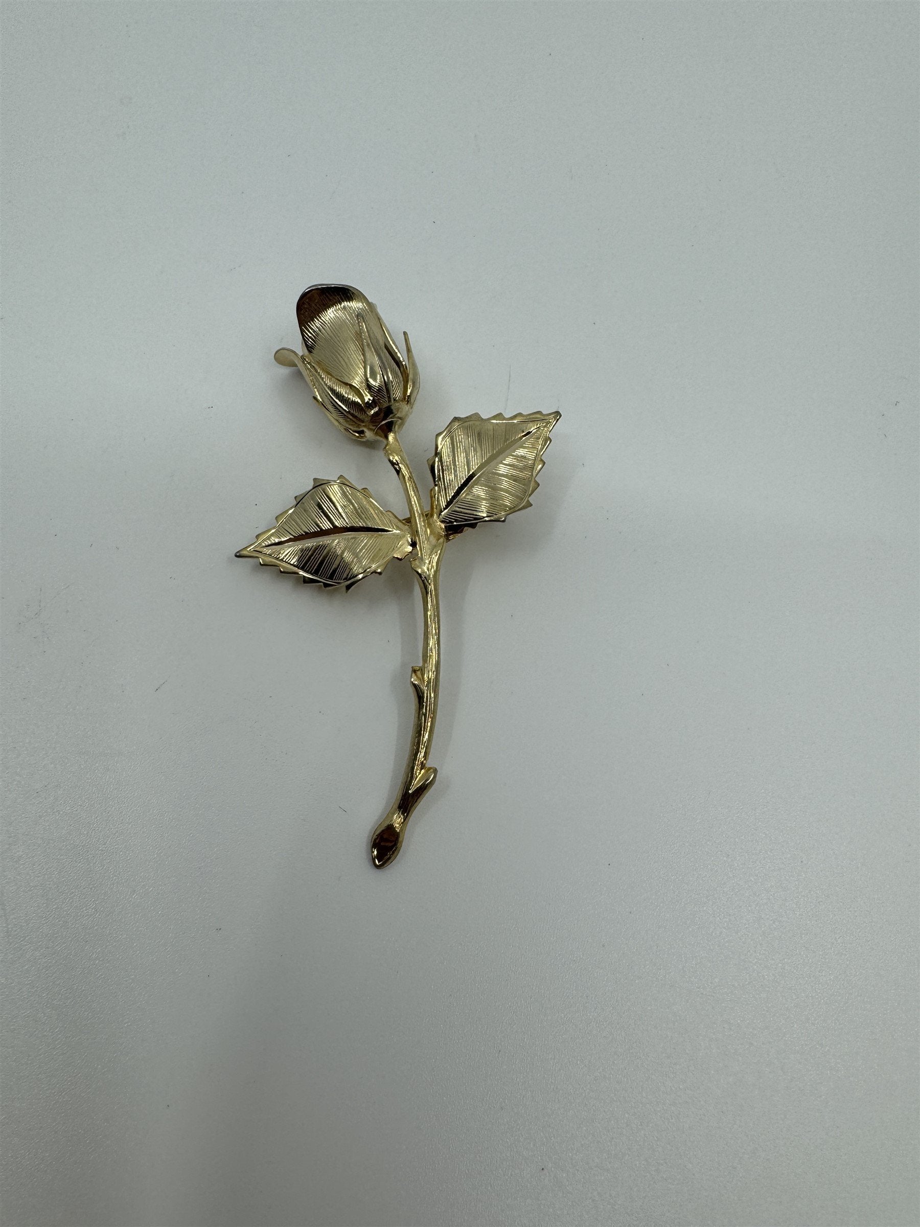 Vintage Gold-Toned Rose Flower Floral Brooch Unsigned