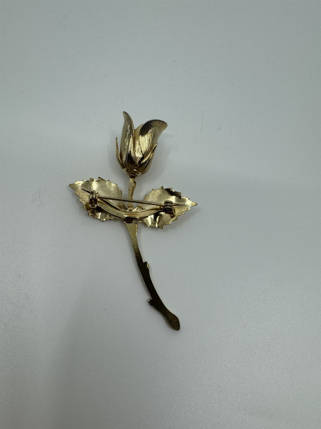 Vintage Gold-Toned Rose Flower Floral Brooch Unsigned