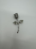 Vintage Silver-Toned Rose Flower Floral Brooch Unsigned