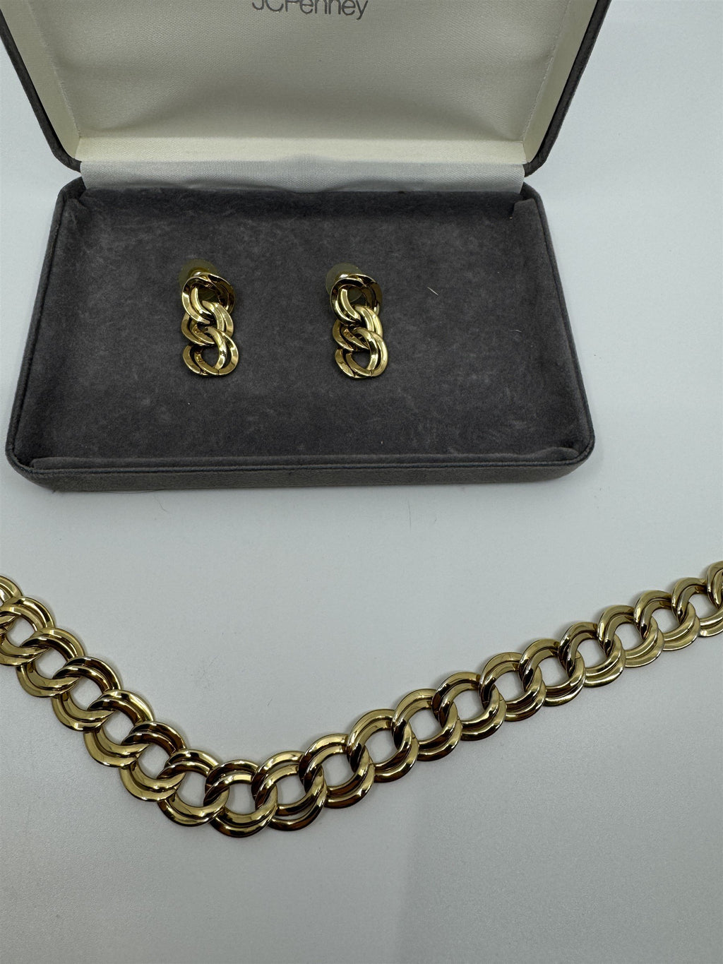 Premium Rope Gold Toned Costume Jewelry JC Penney Necklace and Earrings Set