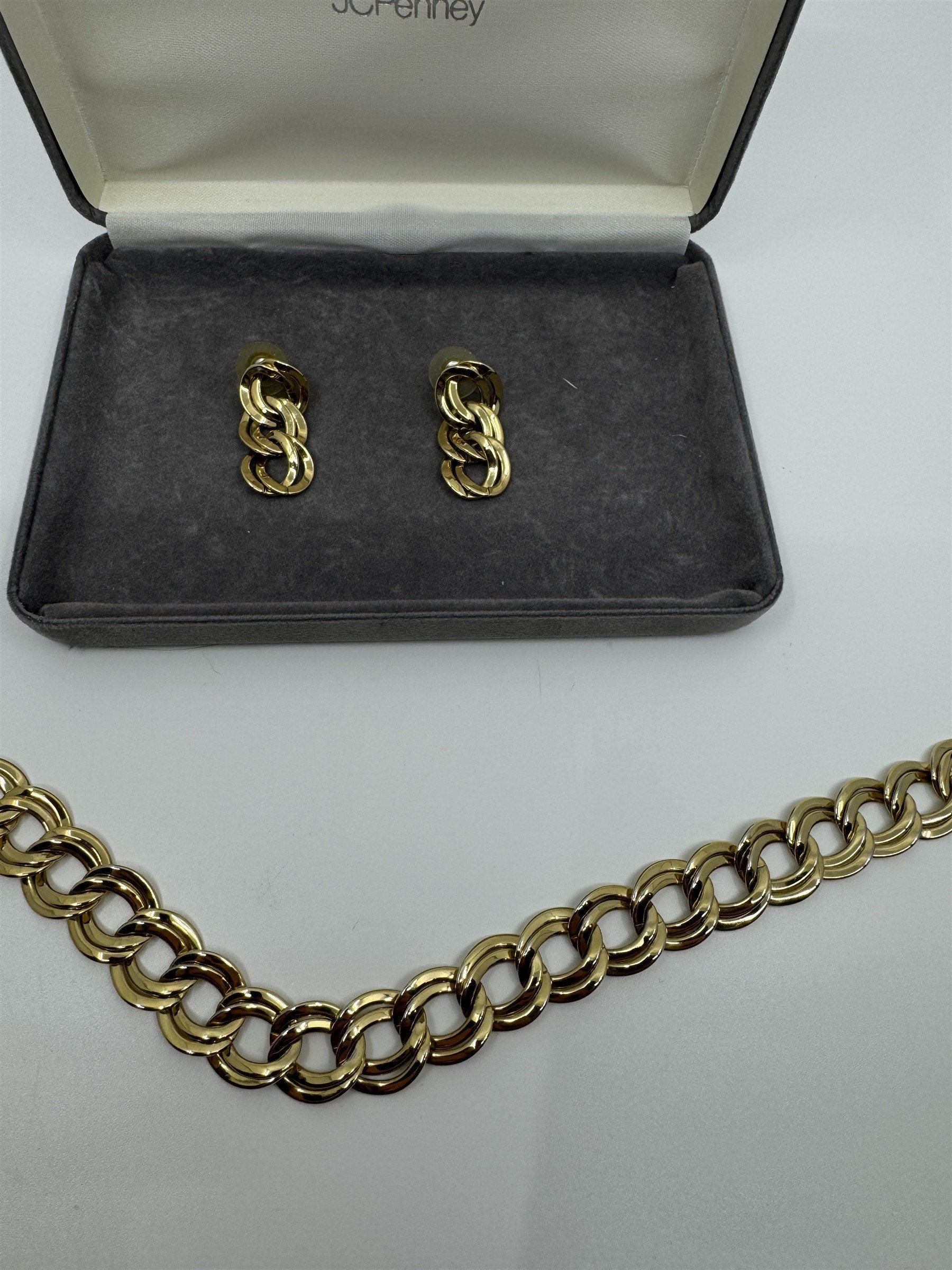Premium Rope Gold Toned Costume Jewelry JC Penney Necklace and Earrings Set