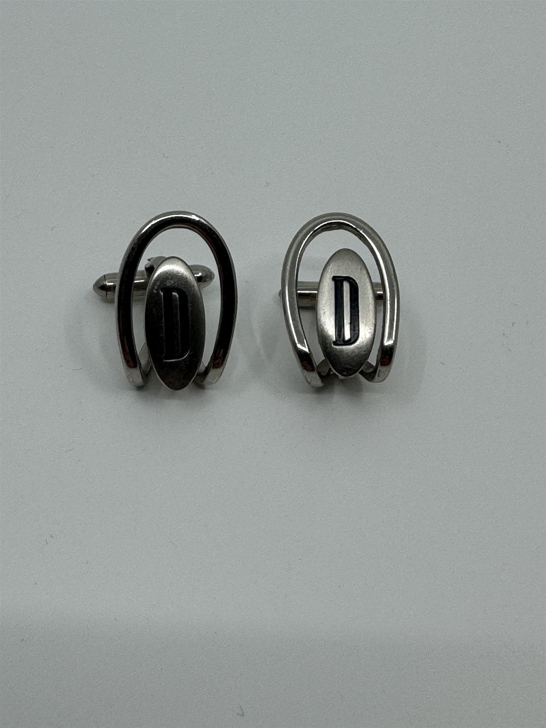 Vintage Swank "D" Cufflinks Silver-Toned Initial