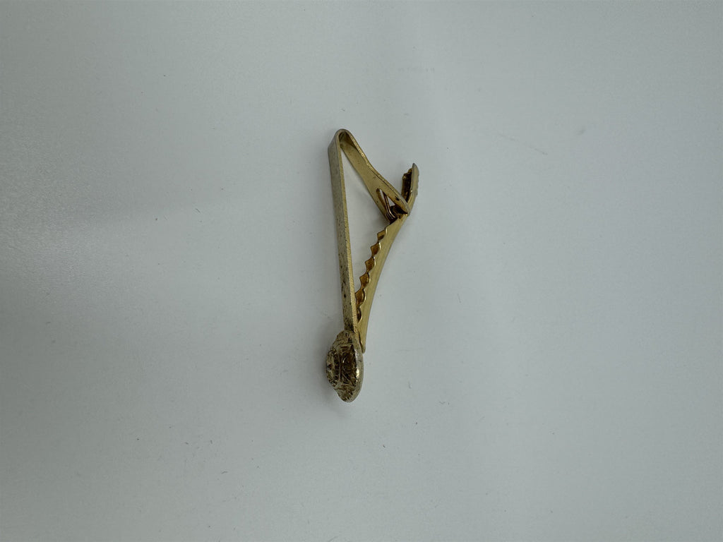 Vintage Tie Bar Tie Clip Gold Toned /w Textured Star Badge (Possibly Swank?)