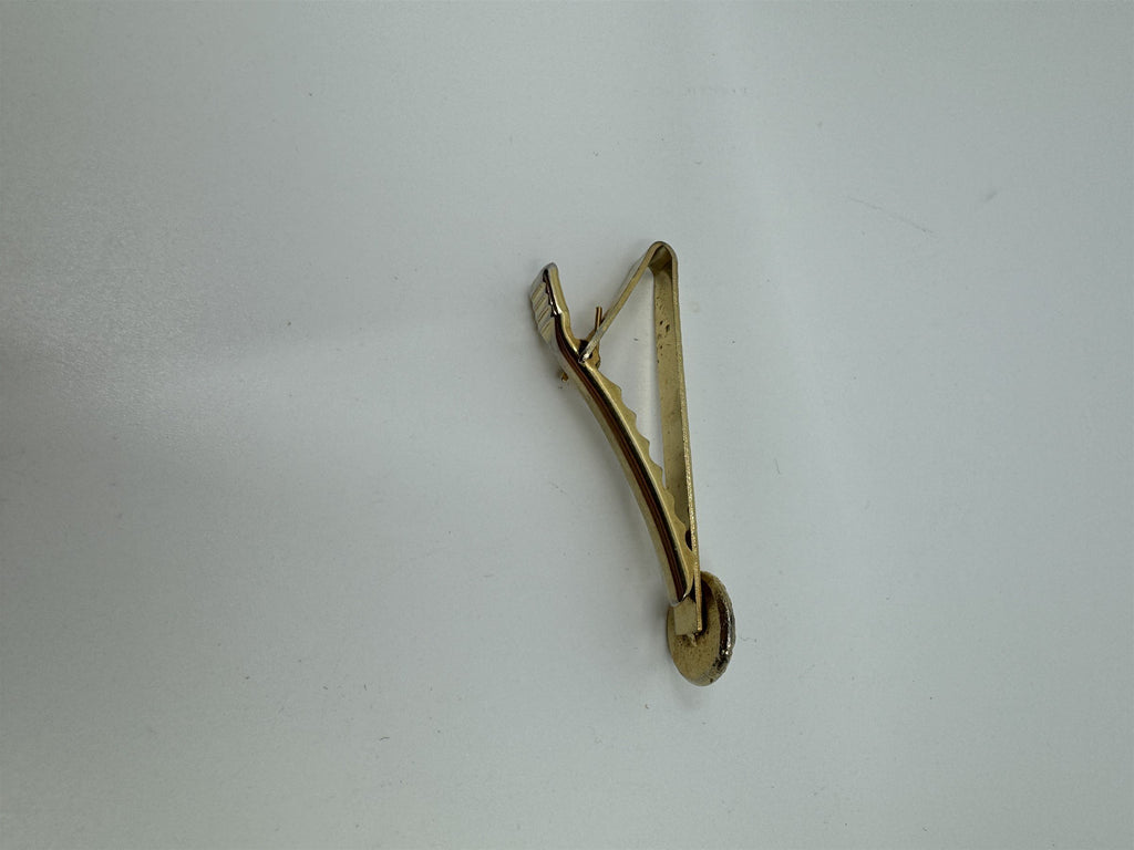 Vintage Tie Bar Tie Clip Gold Toned /w Textured Star Badge (Possibly Swank?)