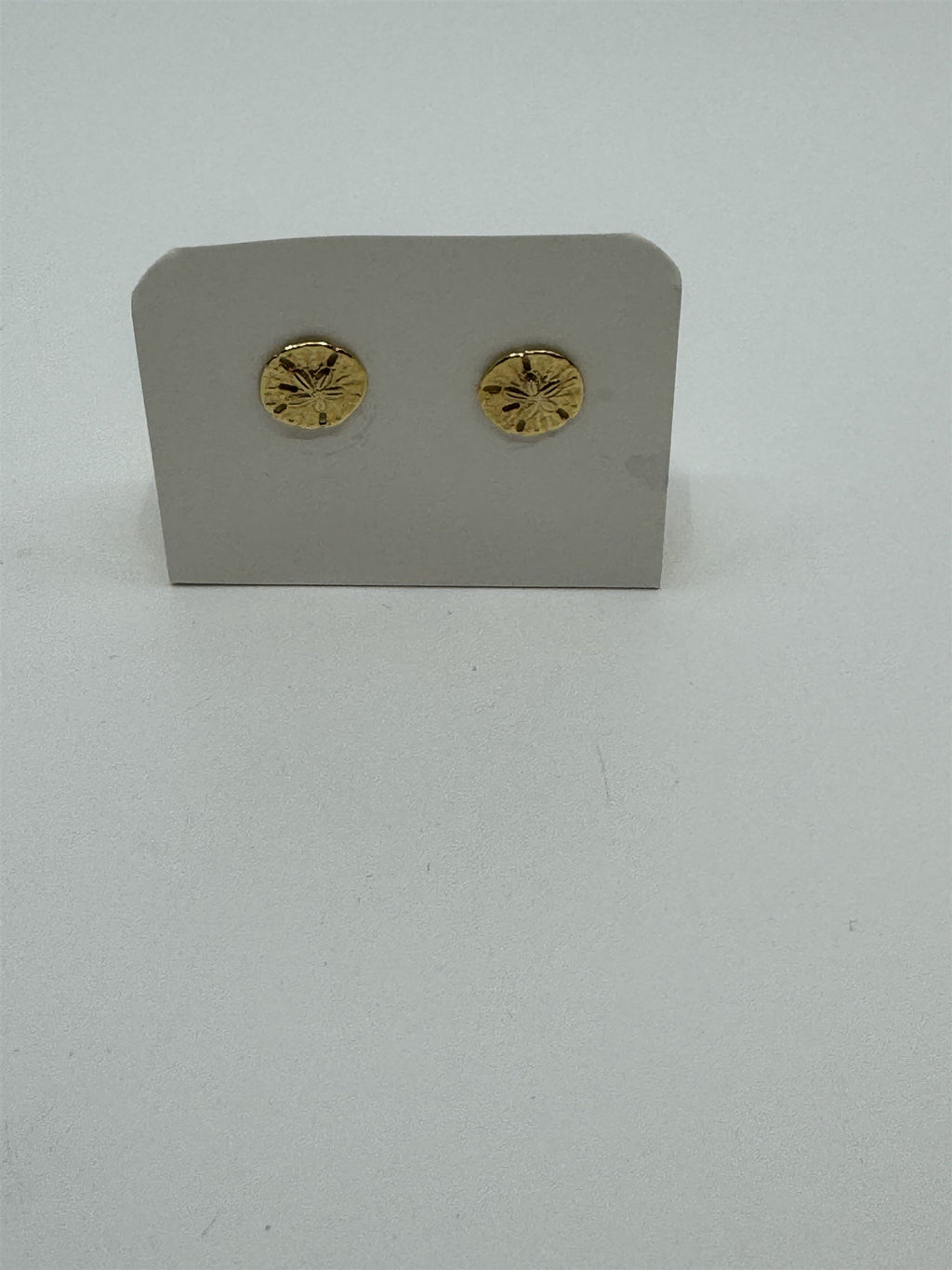 Vintage Sand Dollar Gold Tone Stud Pierced Earrings 7/16"