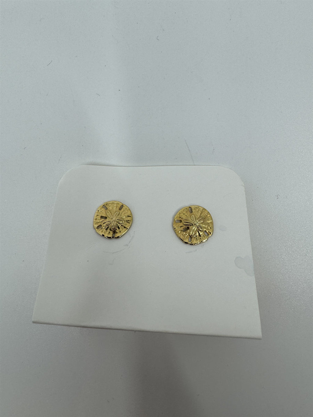 Vintage Sand Dollar Gold Tone Stud Pierced Earrings 7/16"