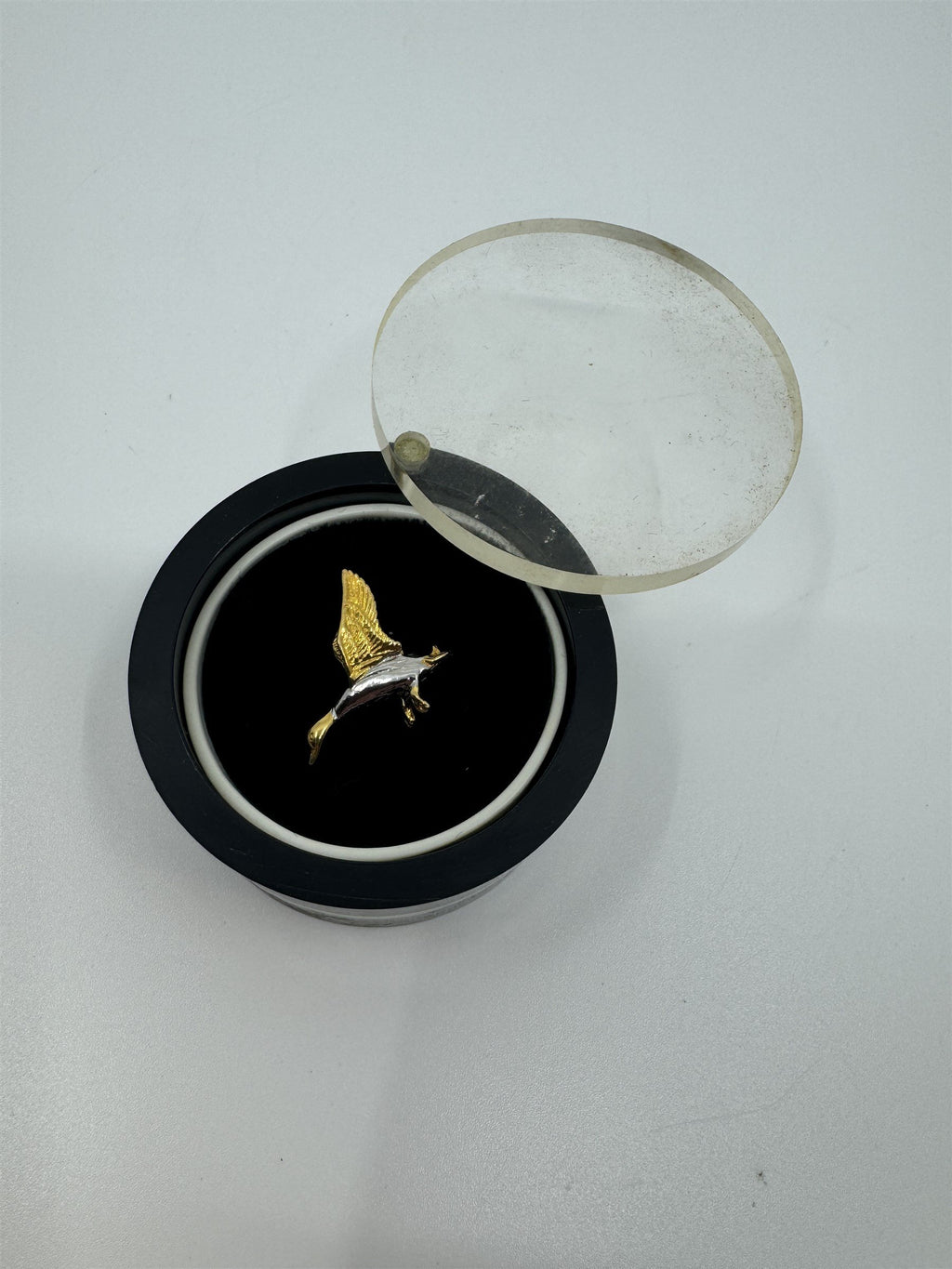 Silver and Gold Two-Toned Goose Duck Tie Back Pin with Hanging Bar