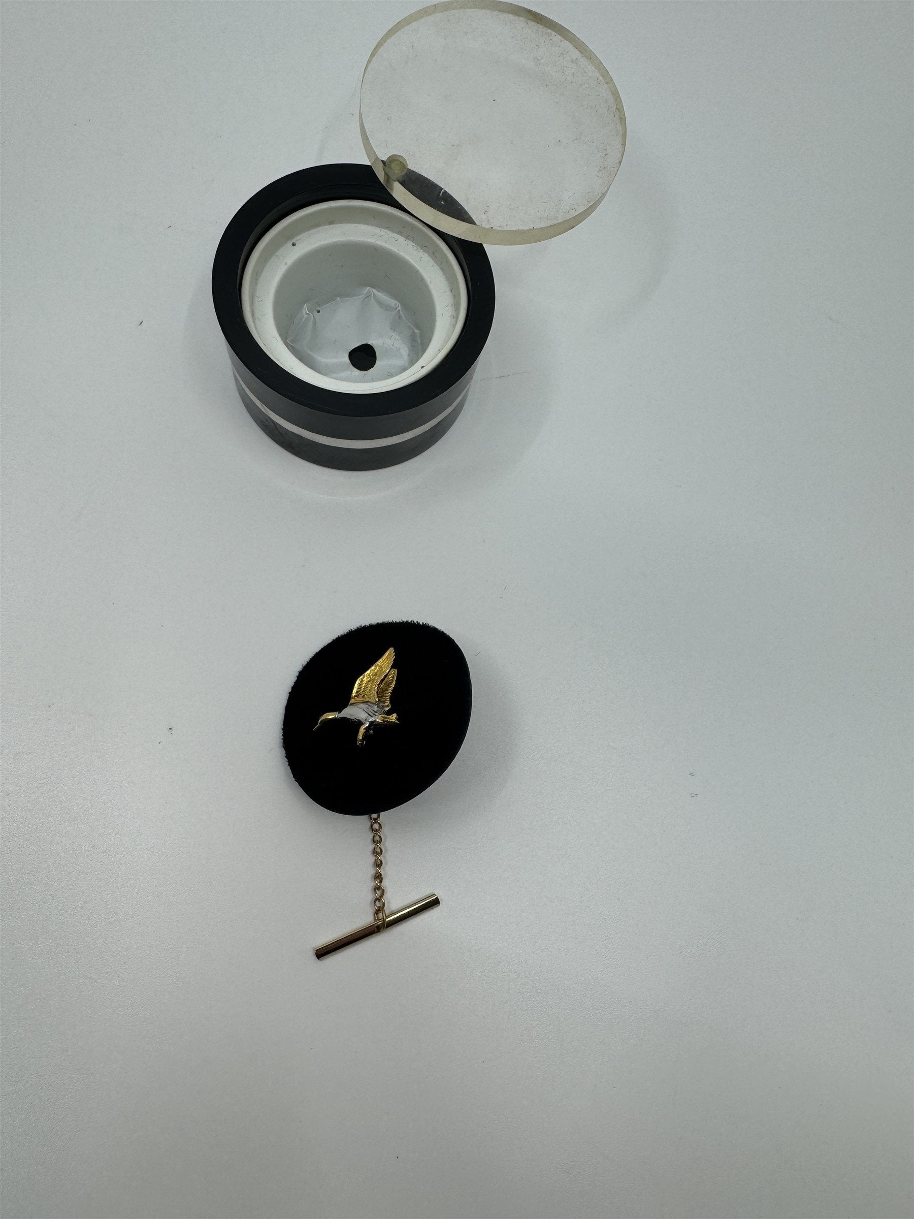 Silver and Gold Two-Toned Goose Duck Tie Back Pin with Hanging Bar