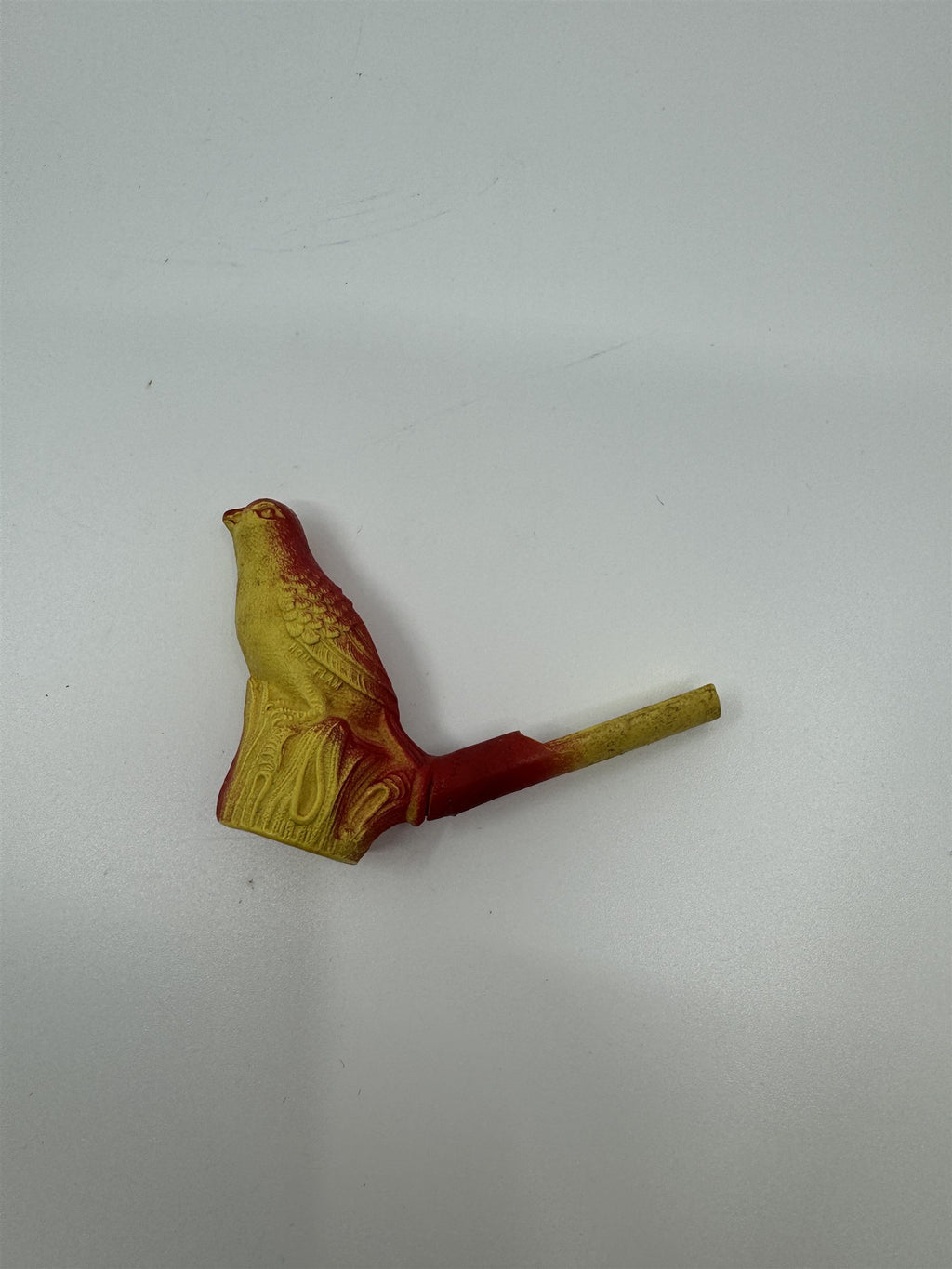 Vintage Irwin Singing Canary Celluloid Bird Water Whistle Red/Yellow NON-FLAM