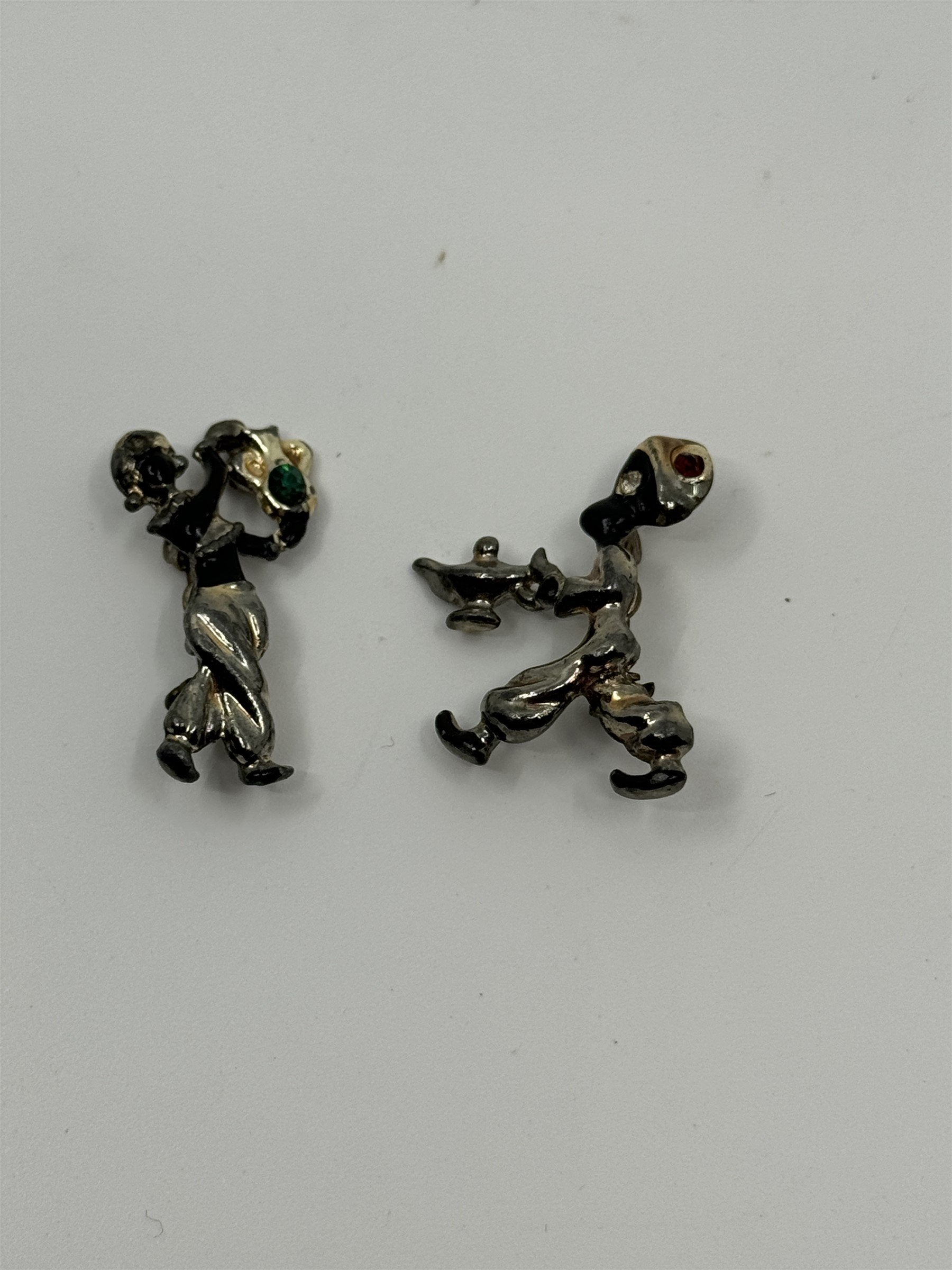 Vintage Genie with Magic Lamp and Woman with Magic Vessel Mini Pin/Brooch Set
