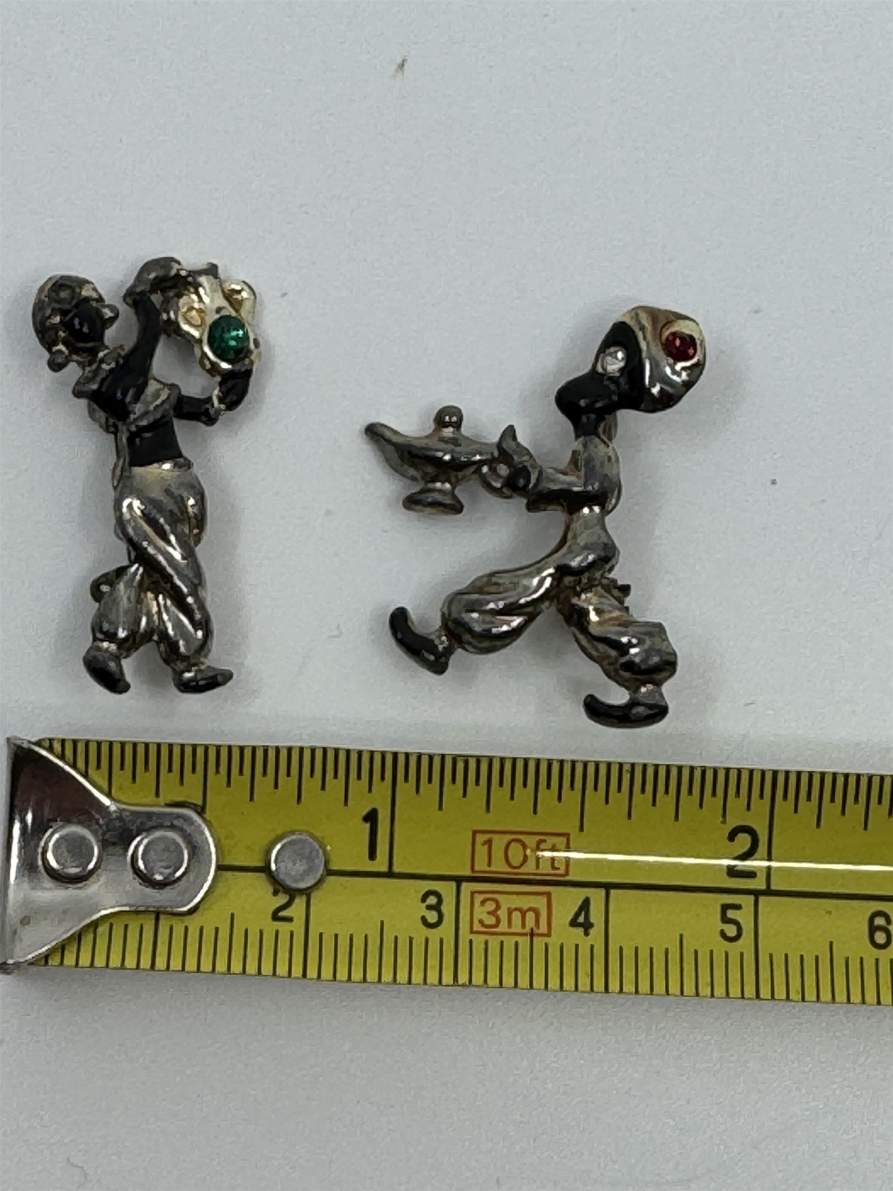 Vintage Genie with Magic Lamp and Woman with Magic Vessel Mini Pin/Brooch Set