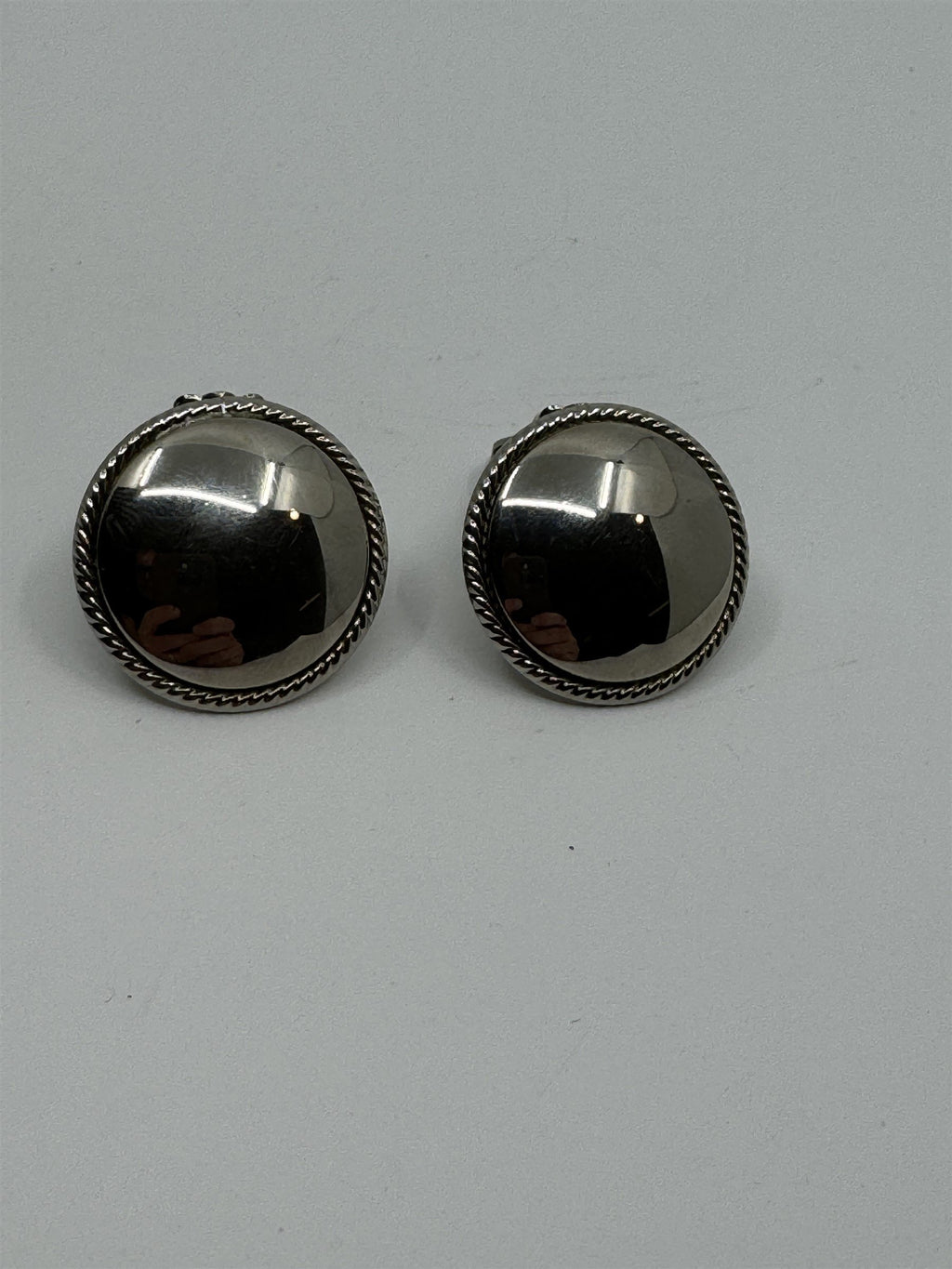 Vintage Clip on Earrings - Large Mirrored with Halo Metal Earrings