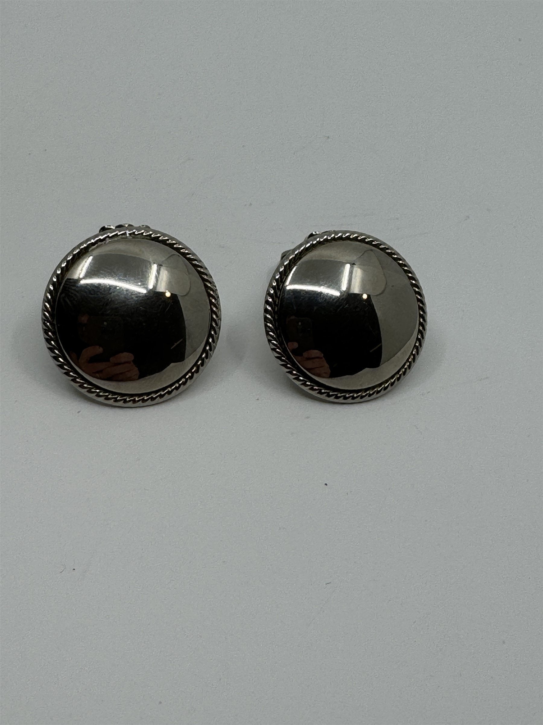 Vintage Clip on Earrings - Large Mirrored with Halo Metal Earrings