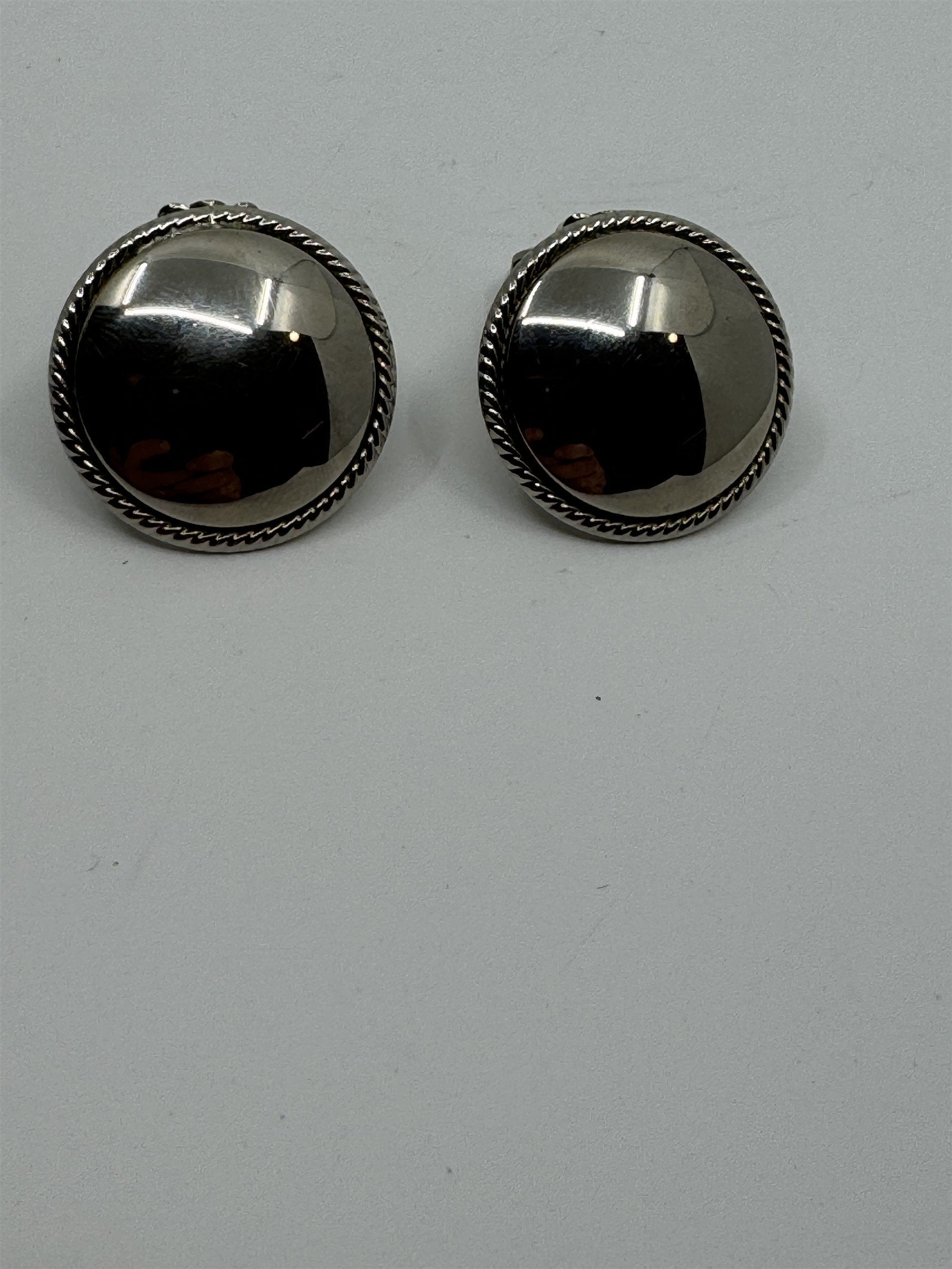 Vintage Clip on Earrings - Large Mirrored with Halo Metal Earrings