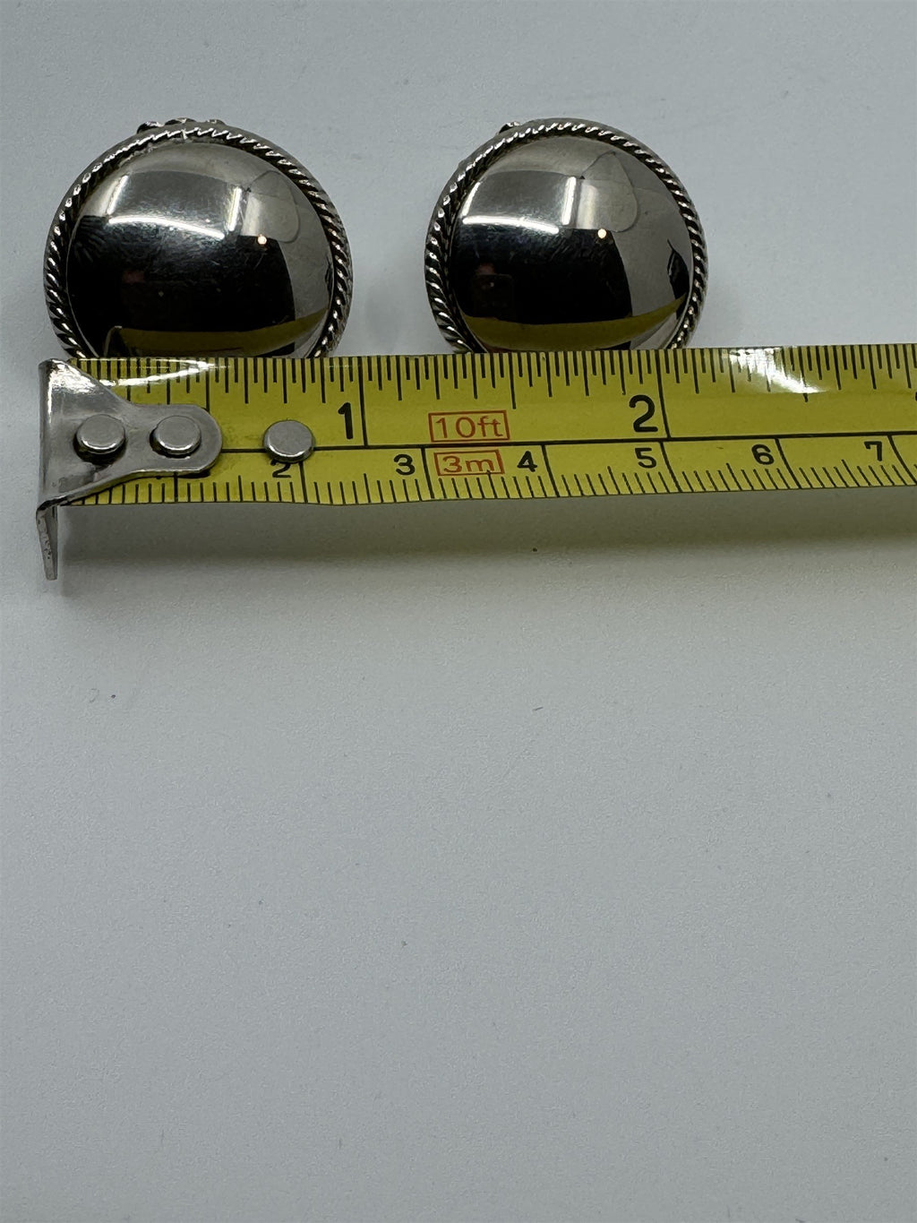 Vintage Clip on Earrings - Large Mirrored with Halo Metal Earrings
