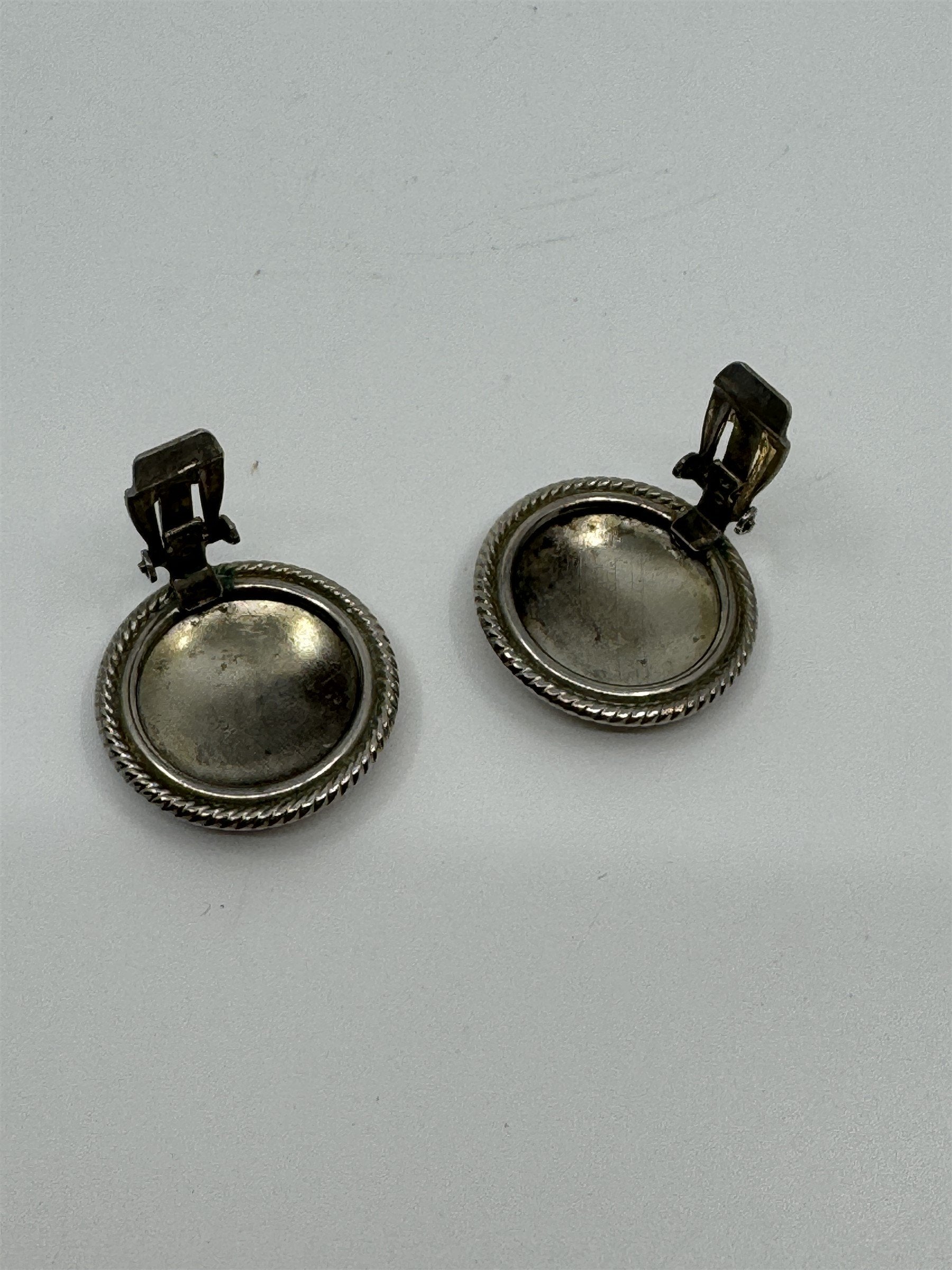 Vintage Clip on Earrings - Large Mirrored with Halo Metal Earrings