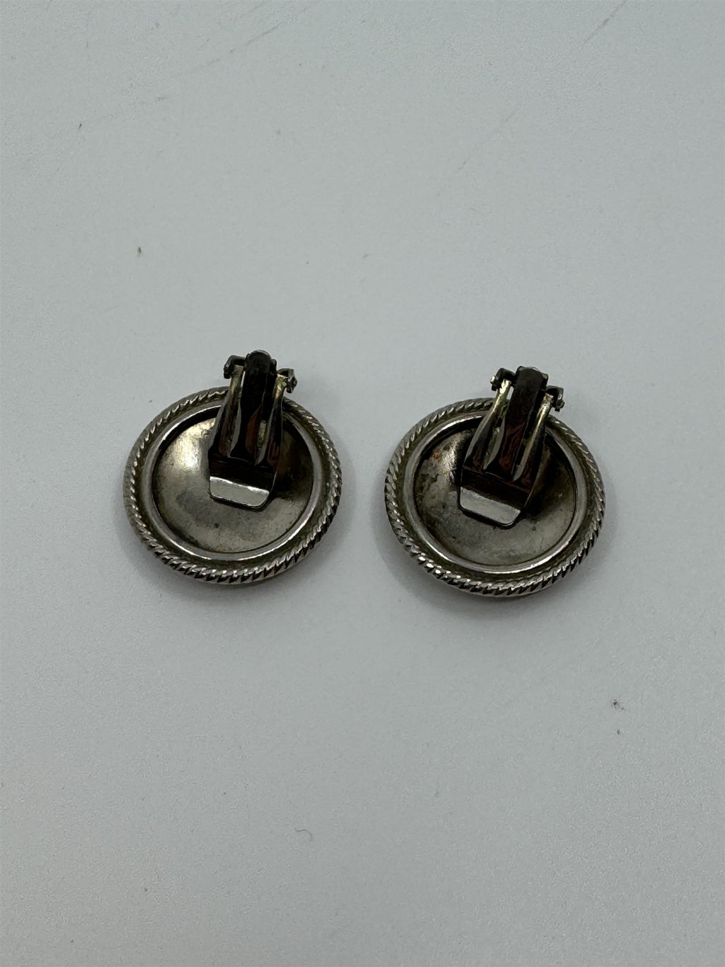 Vintage Clip on Earrings - Large Mirrored with Halo Metal Earrings