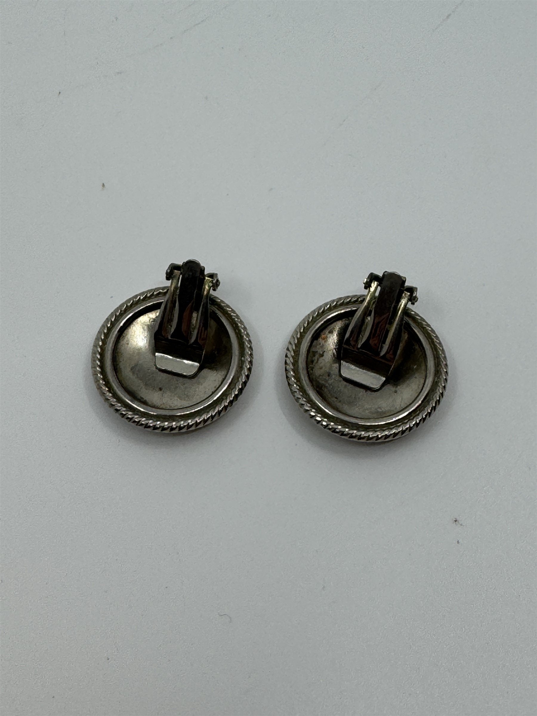 Vintage Clip on Earrings - Large Mirrored with Halo Metal Earrings