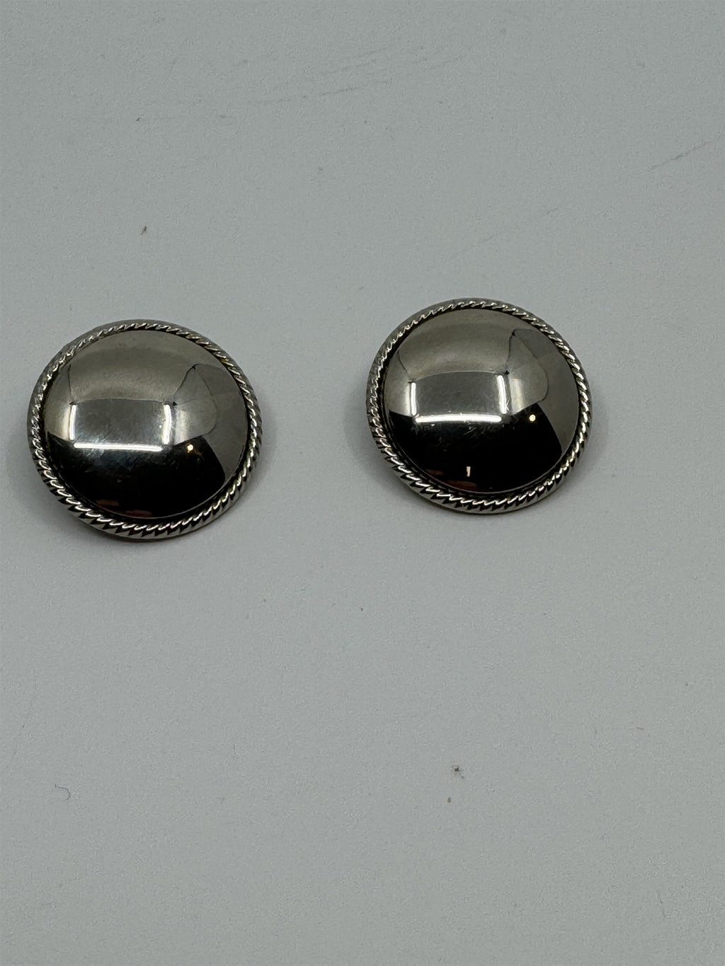 Vintage Clip on Earrings - Large Mirrored with Halo Metal Earrings