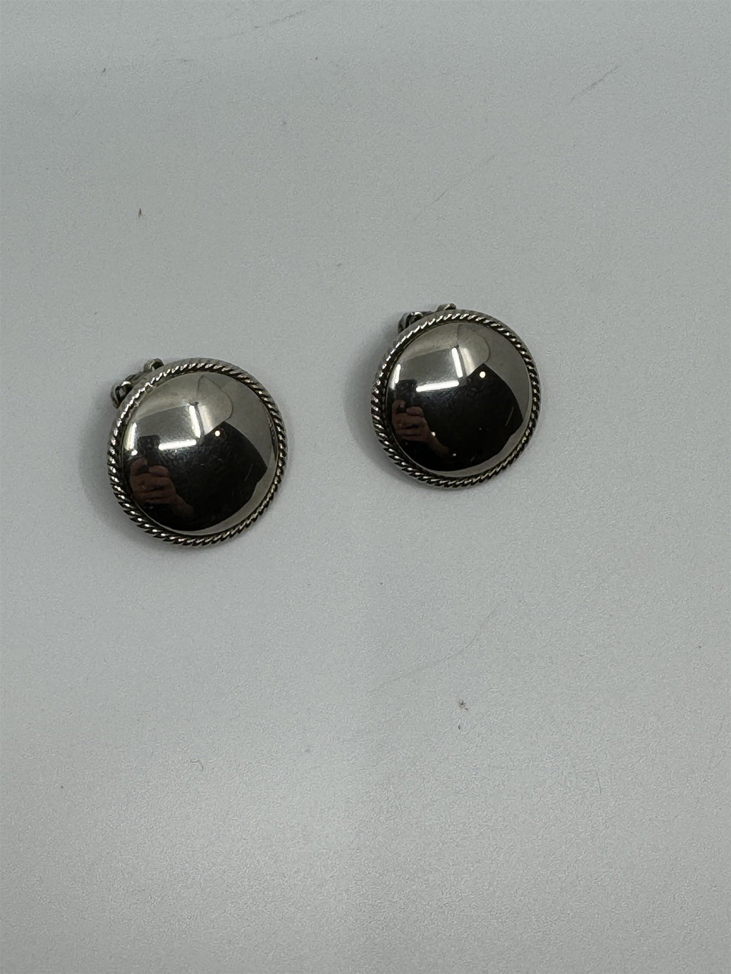 Vintage Clip on Earrings - Large Mirrored with Halo Metal Earrings