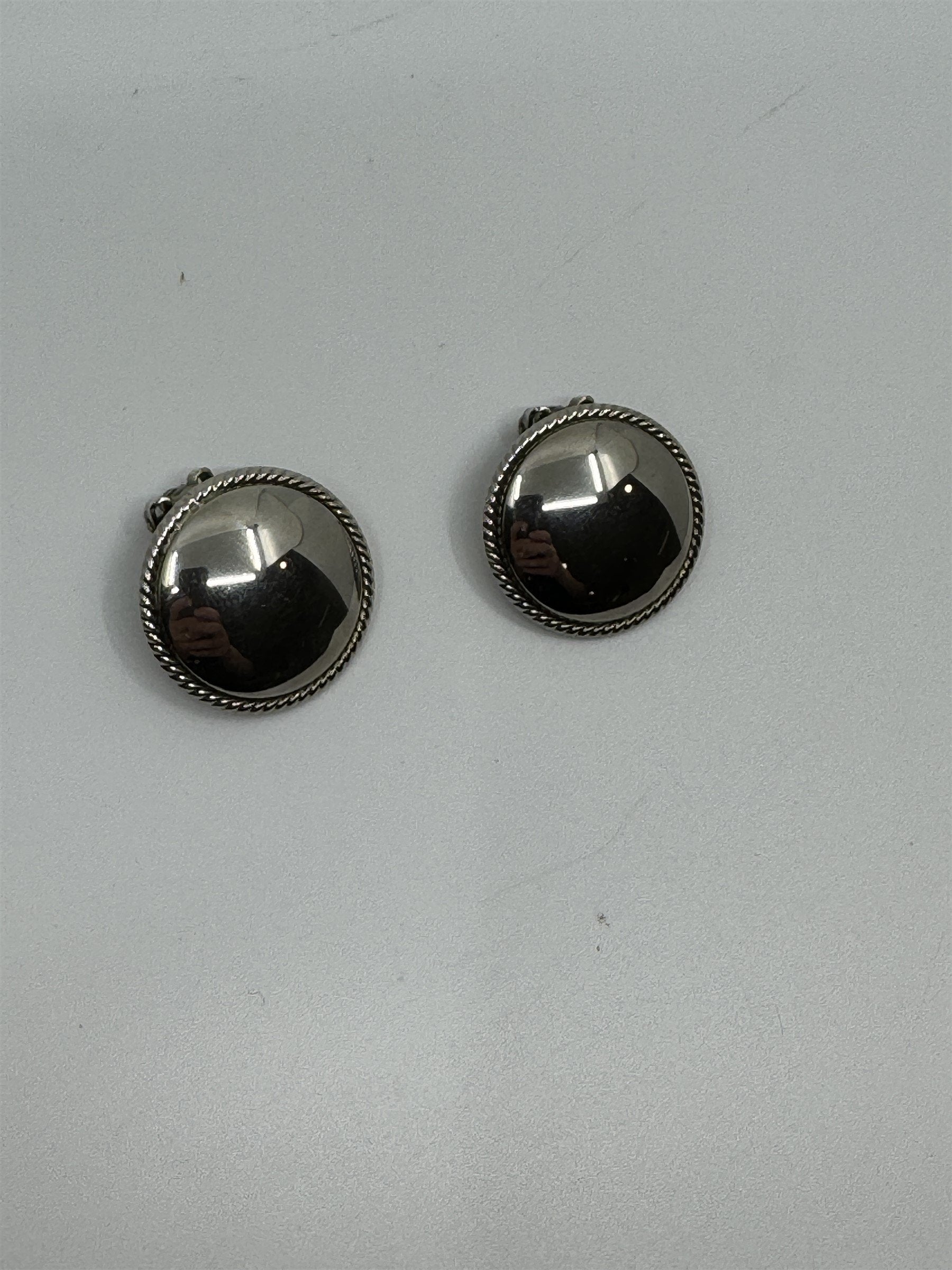Vintage Clip on Earrings - Large Mirrored with Halo Metal Earrings