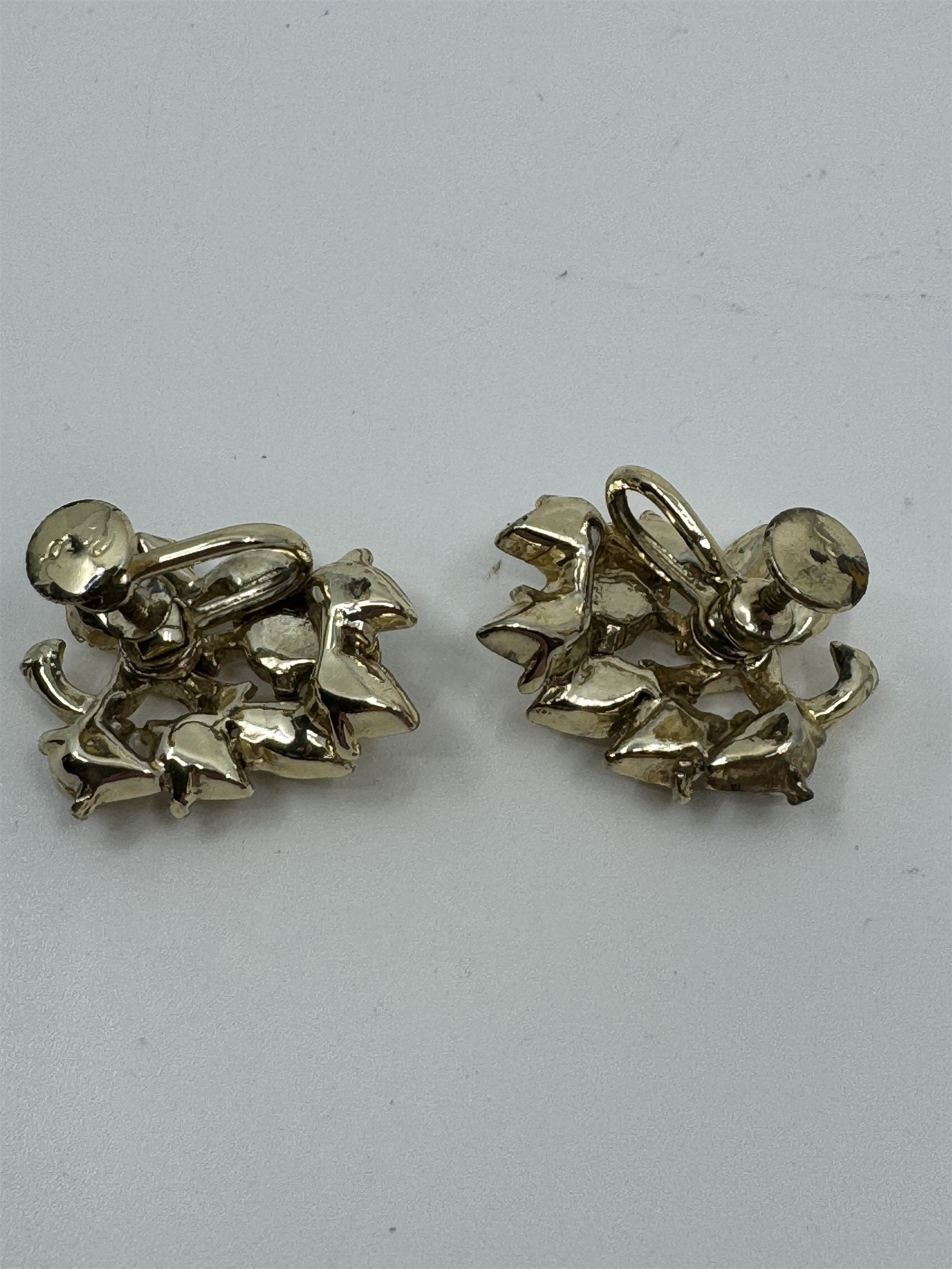 Vintage Coro Screw-On Earrings Grapevines/Floral/Flowers Rhinestones Faux Pearls