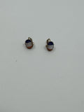 Vintage Orange/White/Blue Striped Gold-Toned Clip on Earrings Costume Jewelry