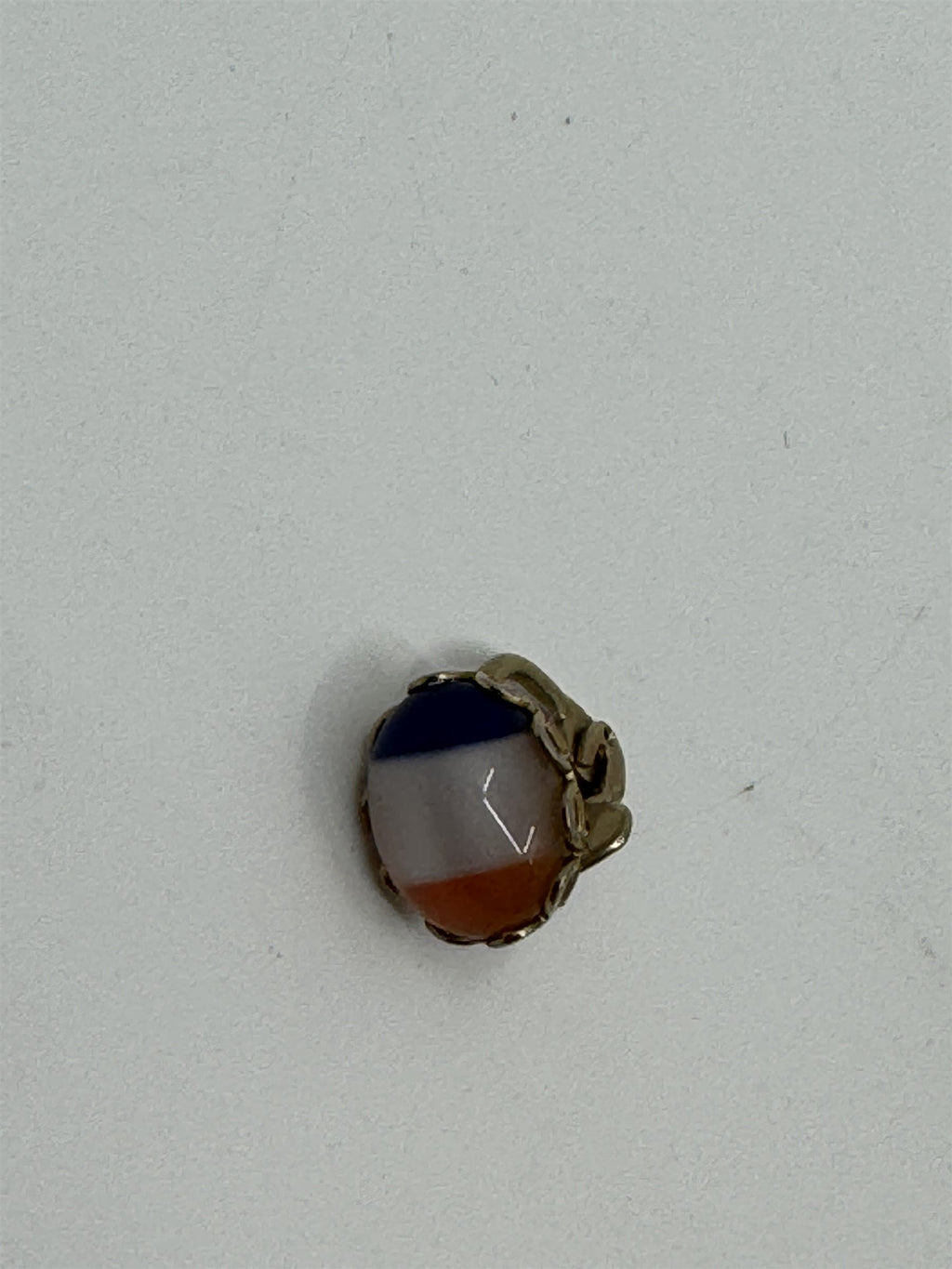 Vintage Orange/White/Blue Striped Gold-Toned Clip on Earrings Costume Jewelry