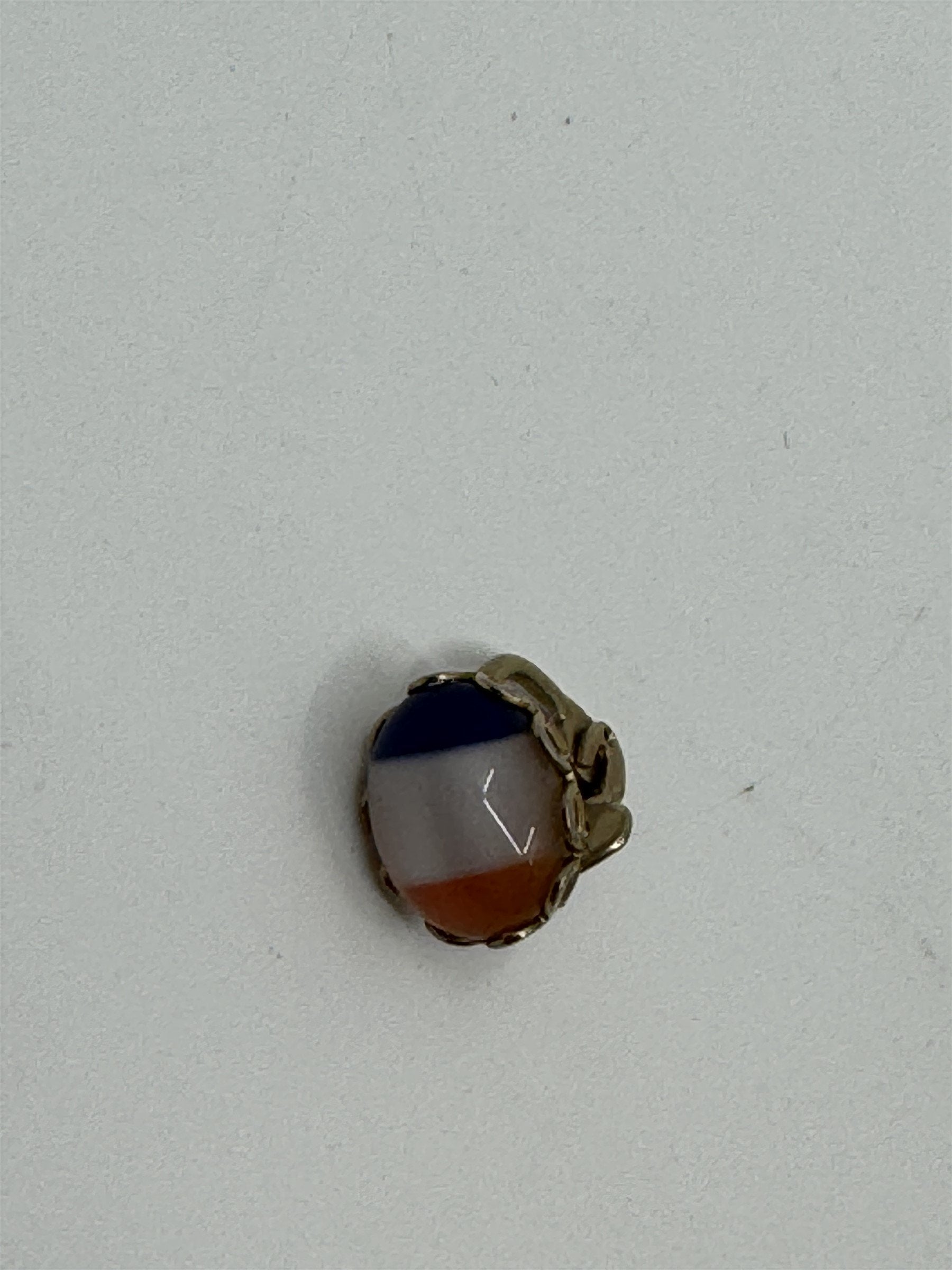 Vintage Orange/White/Blue Striped Gold-Toned Clip on Earrings Costume Jewelry