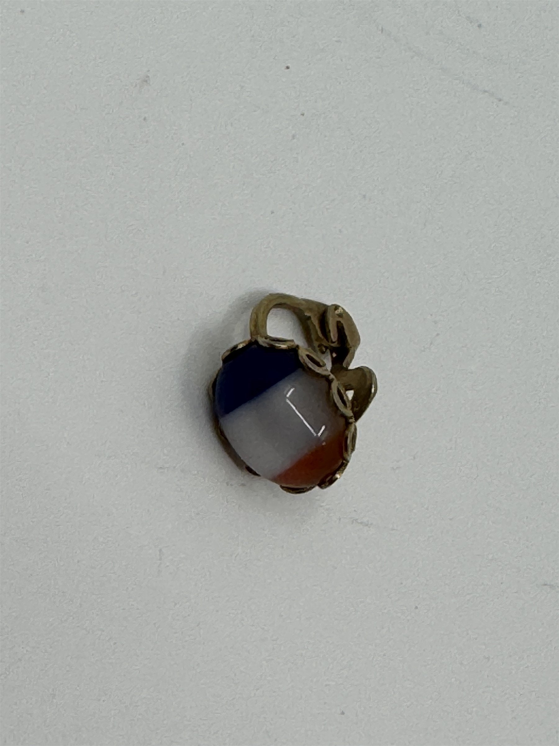 Vintage Orange/White/Blue Striped Gold-Toned Clip on Earrings Costume Jewelry