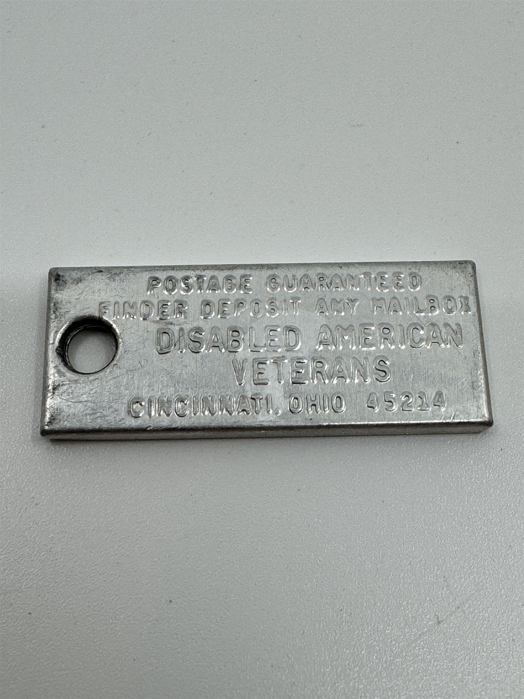 Vintage 1976 PENNSYLVANIA Mini License Plate Keychain Disabled Veterans Tag