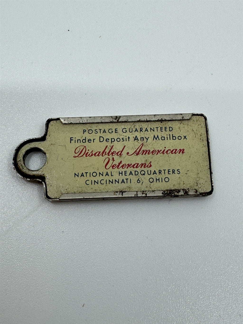 Vintage 1953 PENNSYLVANIA Mini License Plate Keychain Disabled Veterans Tag DAV