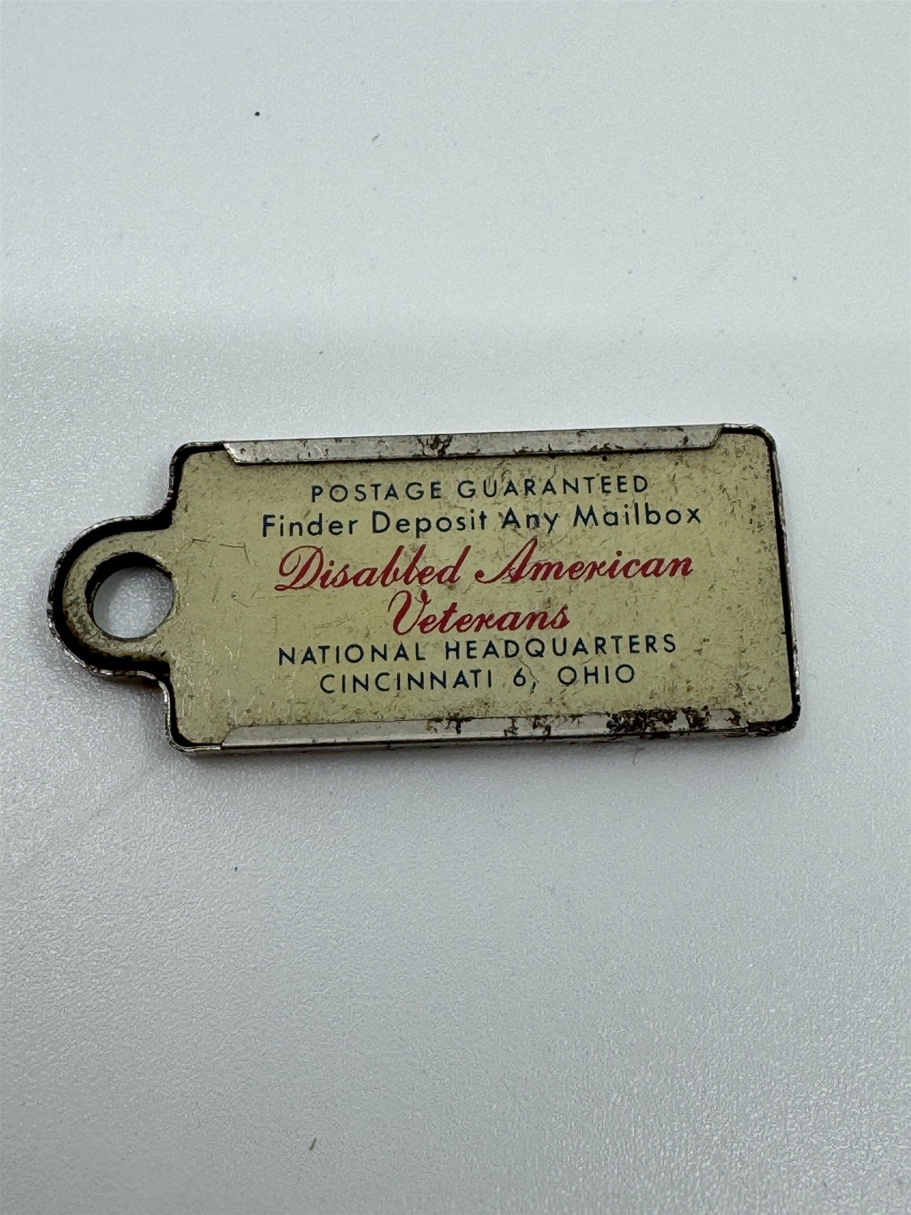 Vintage 1953 PENNSYLVANIA Mini License Plate Keychain Disabled Veterans Tag DAV
