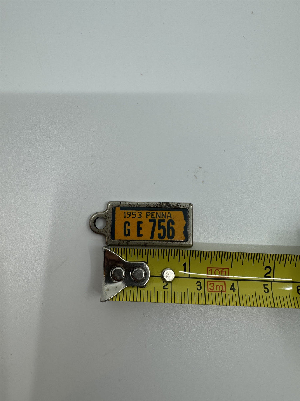 Vintage 1953 PENNSYLVANIA Mini License Plate Keychain Disabled Veterans Tag DAV