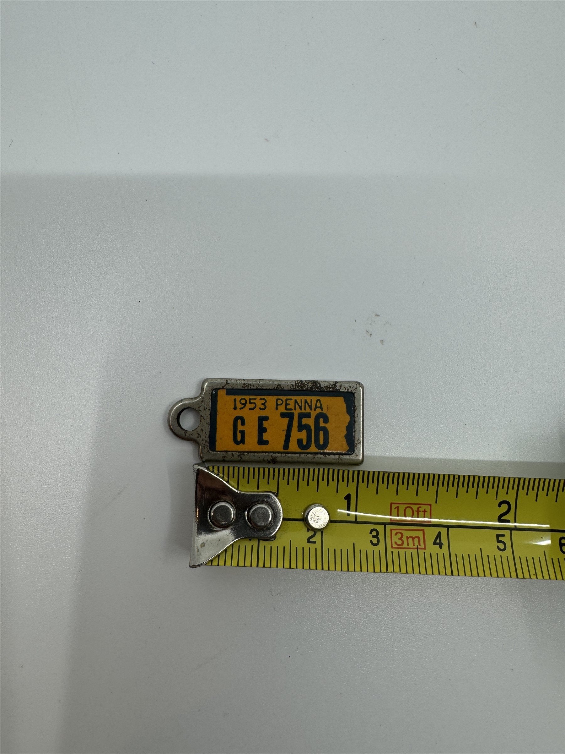 Vintage 1953 PENNSYLVANIA Mini License Plate Keychain Disabled Veterans Tag DAV