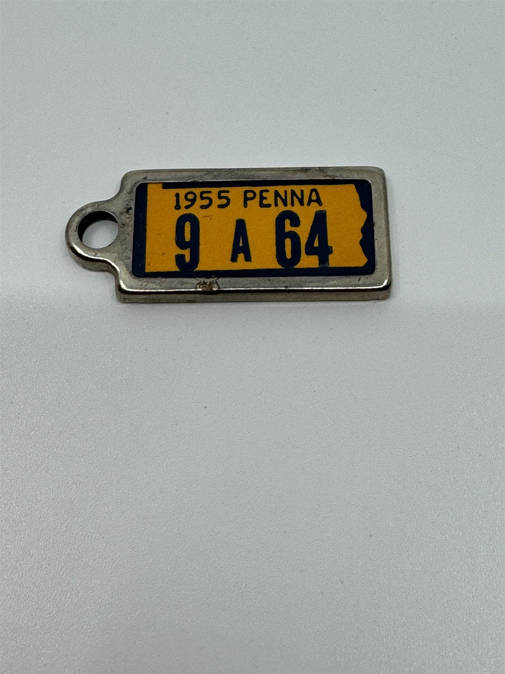 Vintage 1955 PENNSYLVANIA Mini License Plate Keychain Disabled Veterans Tag DAV