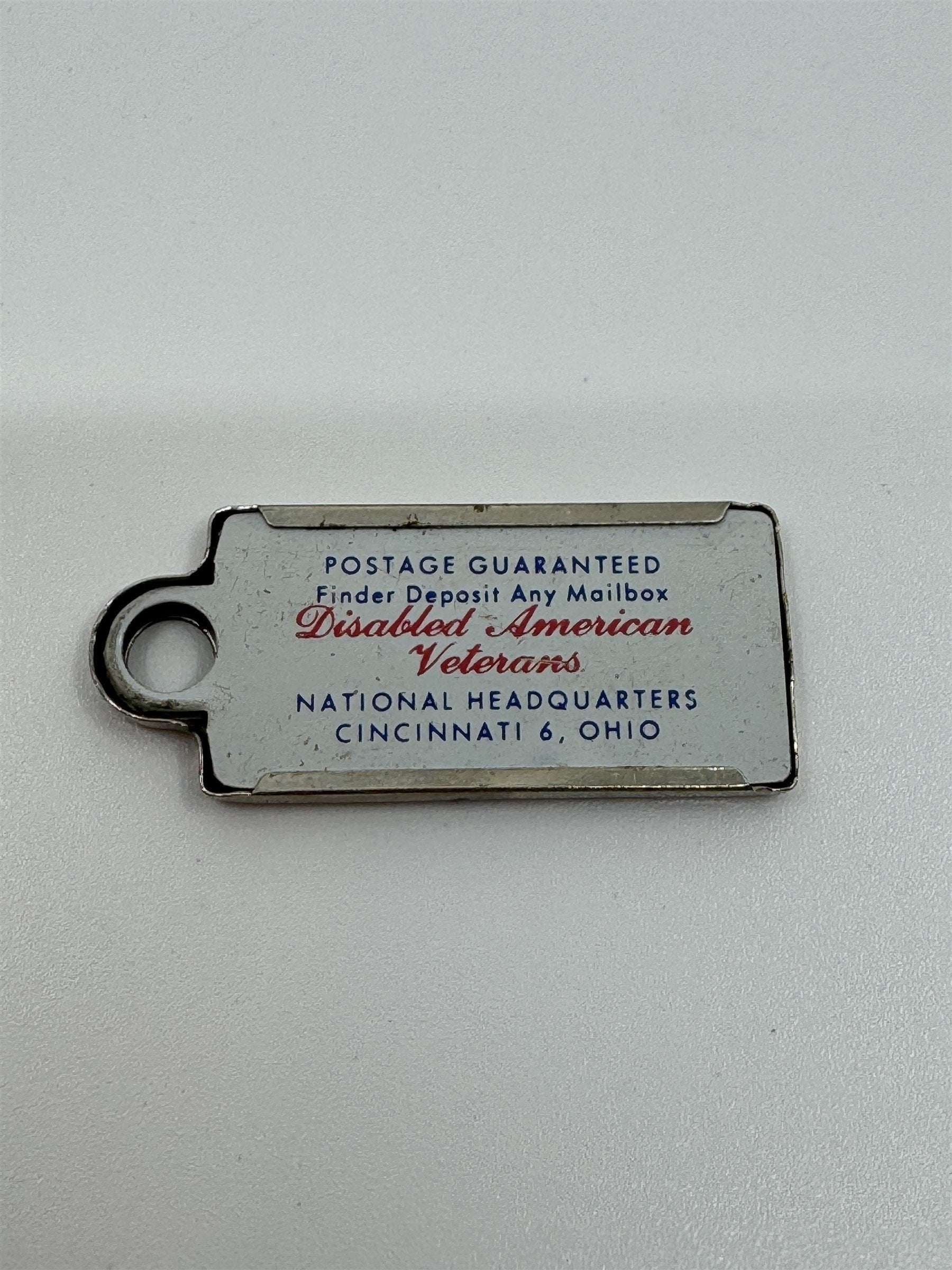 Vintage 1955 PENNSYLVANIA Mini License Plate Keychain Disabled Veterans Tag DAV