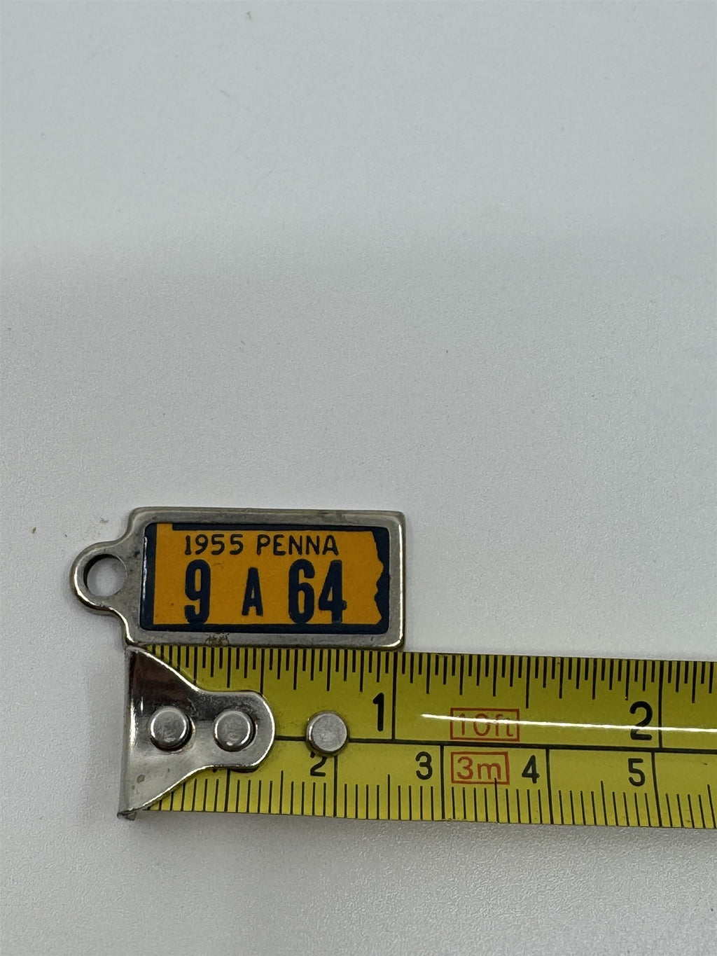 Vintage 1955 PENNSYLVANIA Mini License Plate Keychain Disabled Veterans Tag DAV