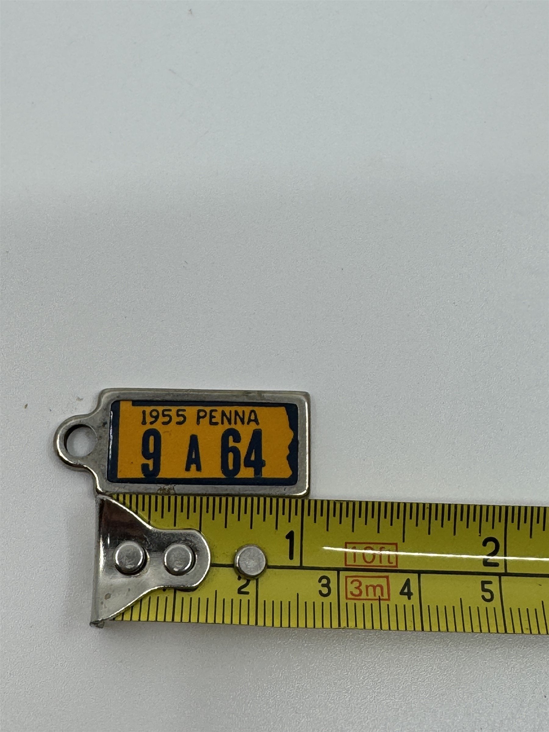 Vintage 1955 PENNSYLVANIA Mini License Plate Keychain Disabled Veterans Tag DAV