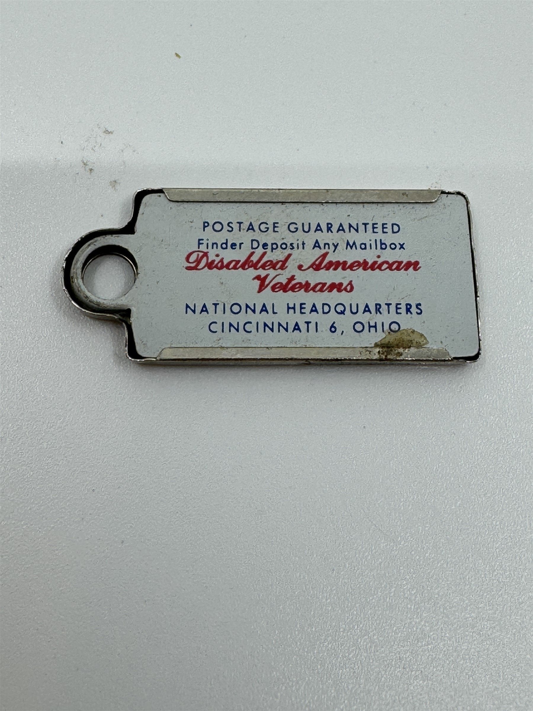 Vintage 1955 PENNSYLVANIA Mini License Plate Keychain Disabled Veterans Tag DAV