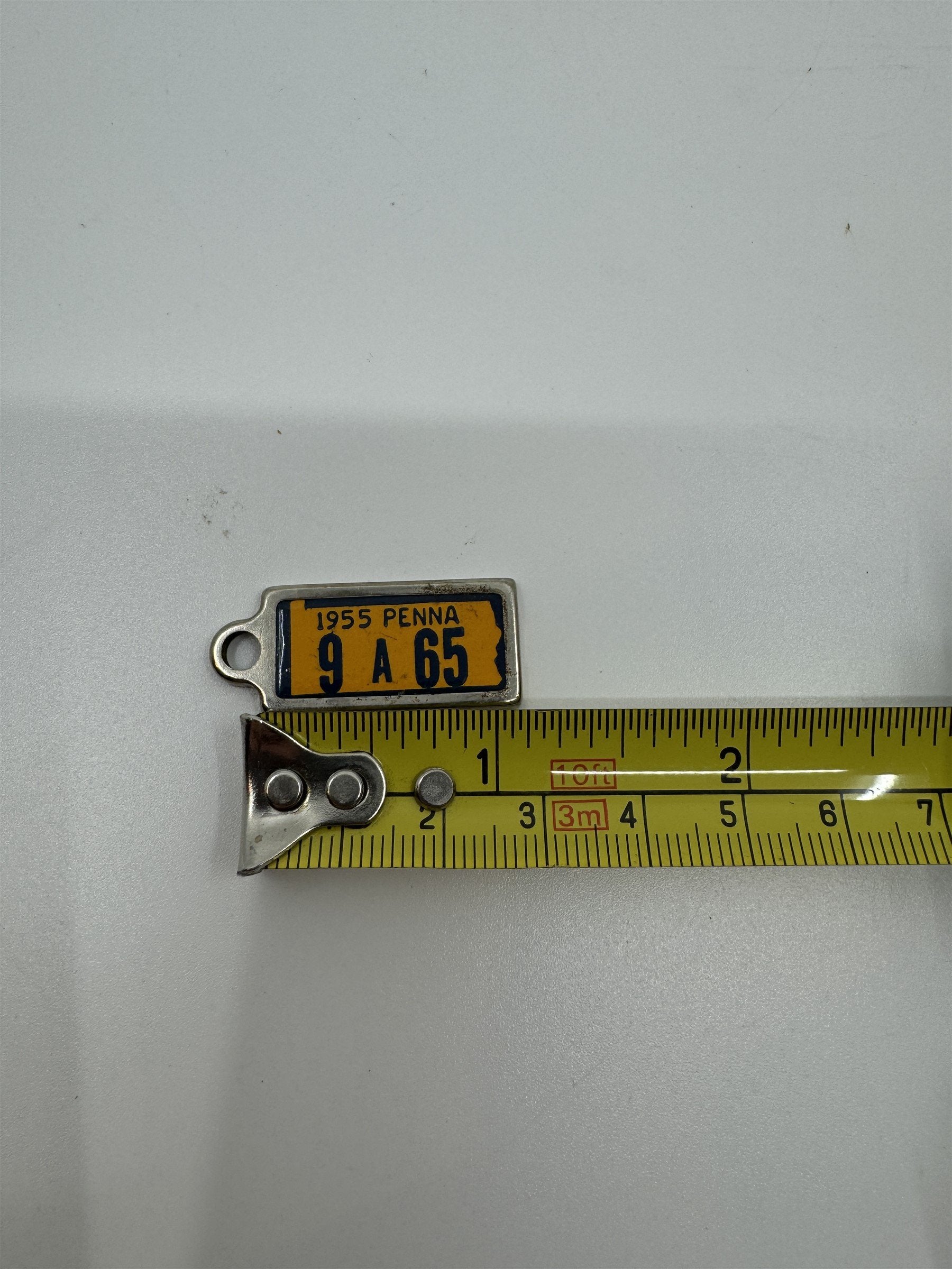 Vintage 1955 PENNSYLVANIA Mini License Plate Keychain Disabled Veterans Tag DAV