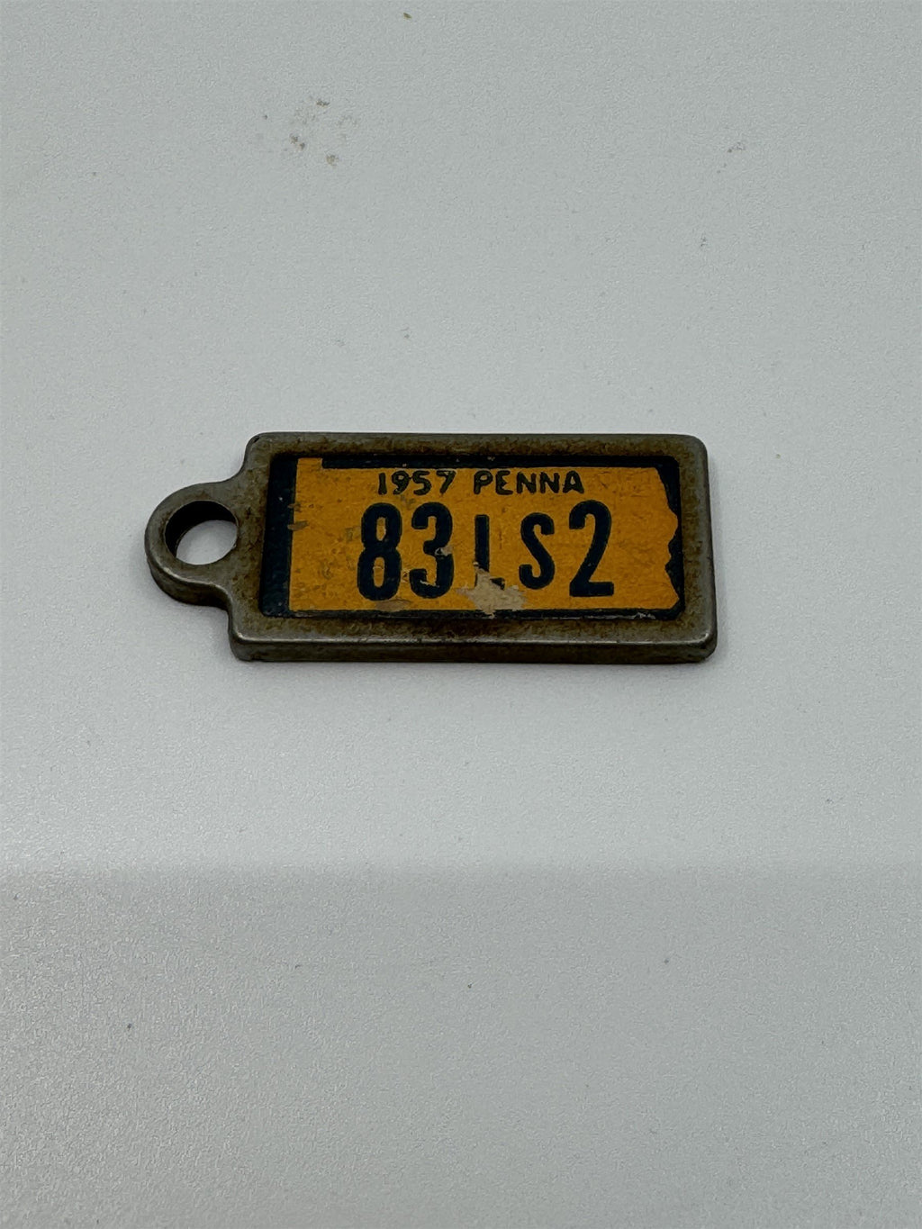 Vintage 1957 PENNSYLVANIA Mini License Plate Keychain Disabled Veterans Tag DAV