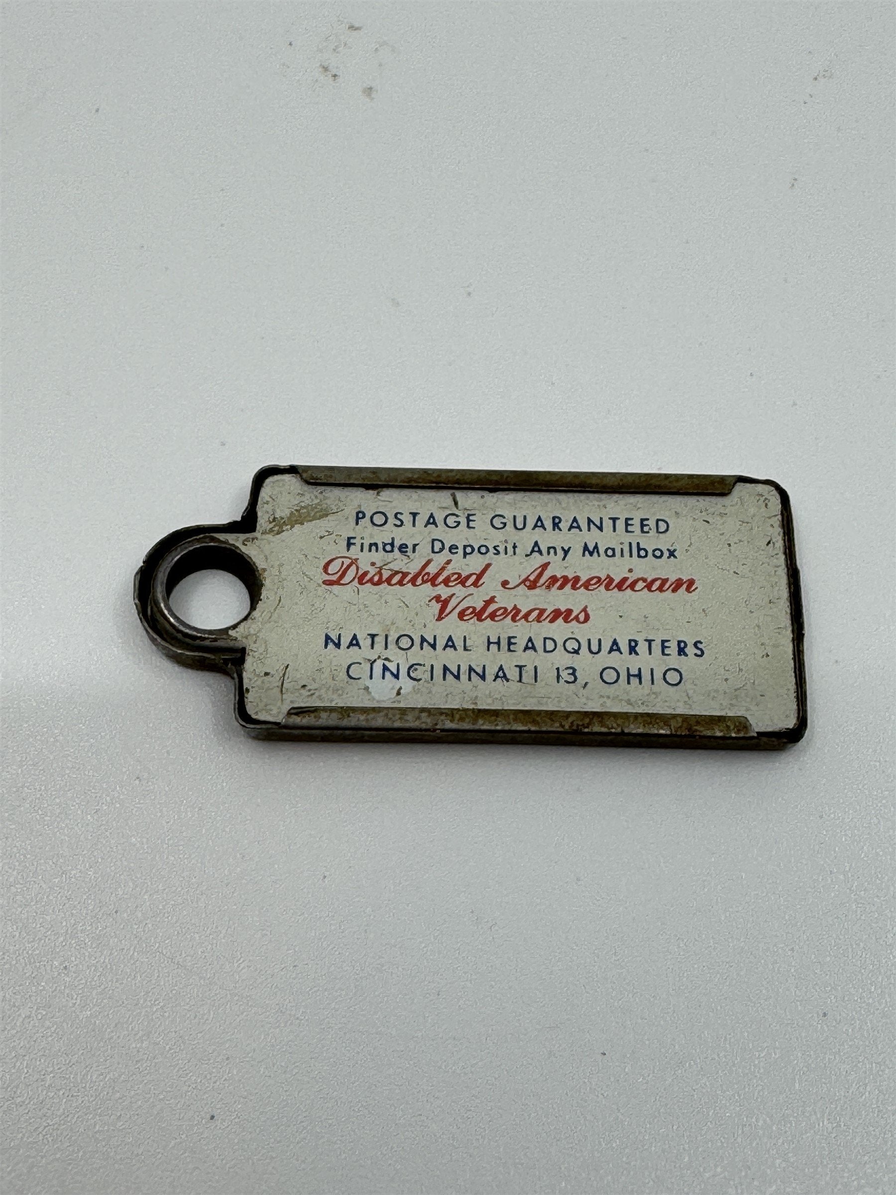 Vintage 1957 PENNSYLVANIA Mini License Plate Keychain Disabled Veterans Tag DAV