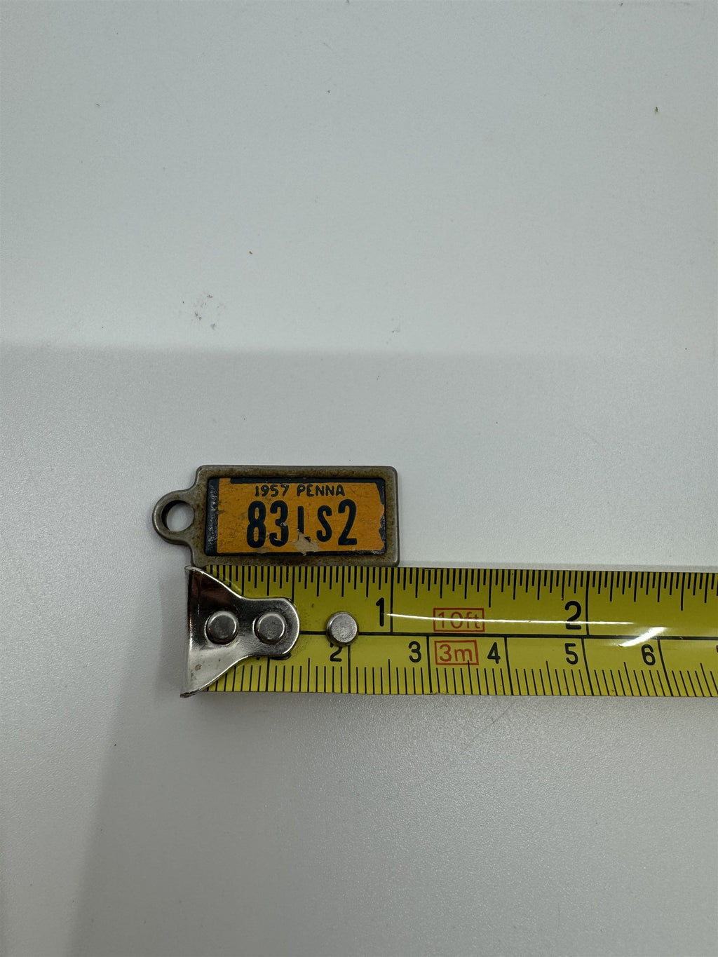 Vintage 1957 PENNSYLVANIA Mini License Plate Keychain Disabled Veterans Tag DAV