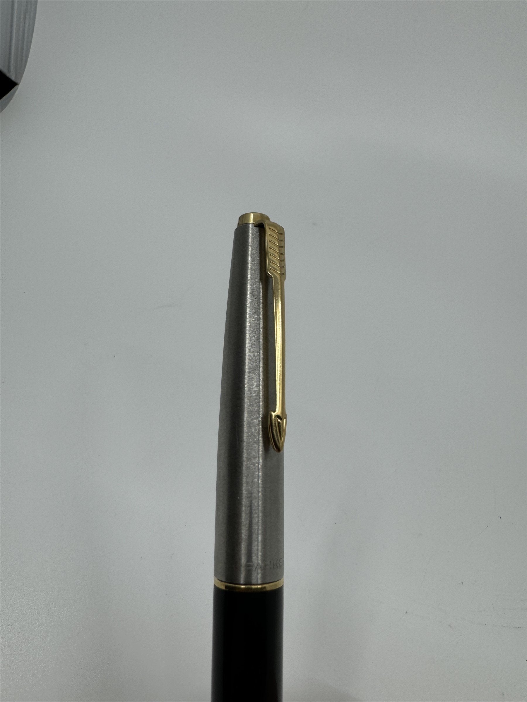 Vintage Parker USA Fountain Pen Black with Silver and Gold Cap and Accents