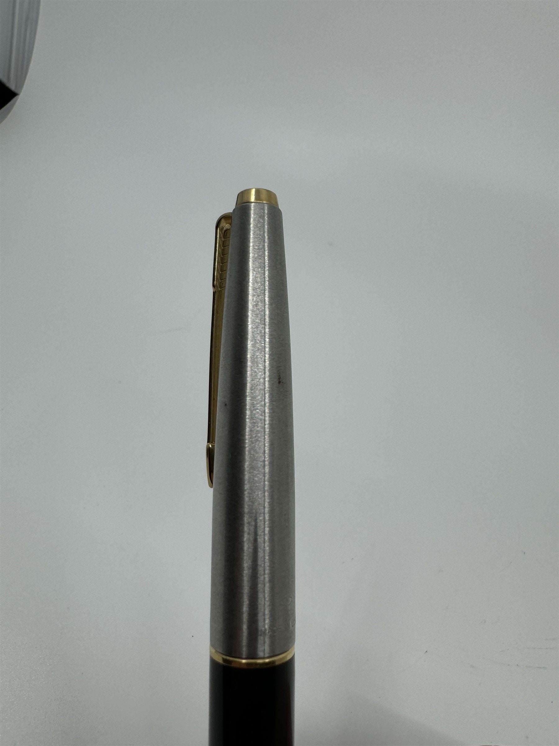 Vintage Parker USA Fountain Pen Black with Silver and Gold Cap and Accents